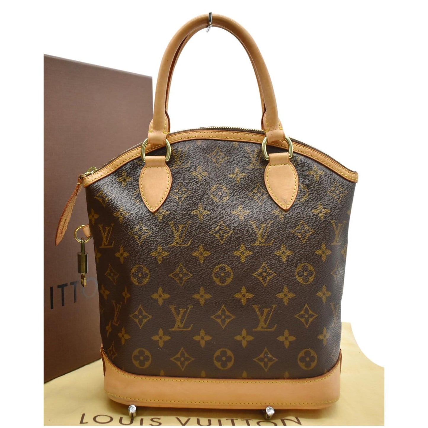 LOUIS VUITTON Lockit Vertical PM Monogram Canvas Tote Bag Brown