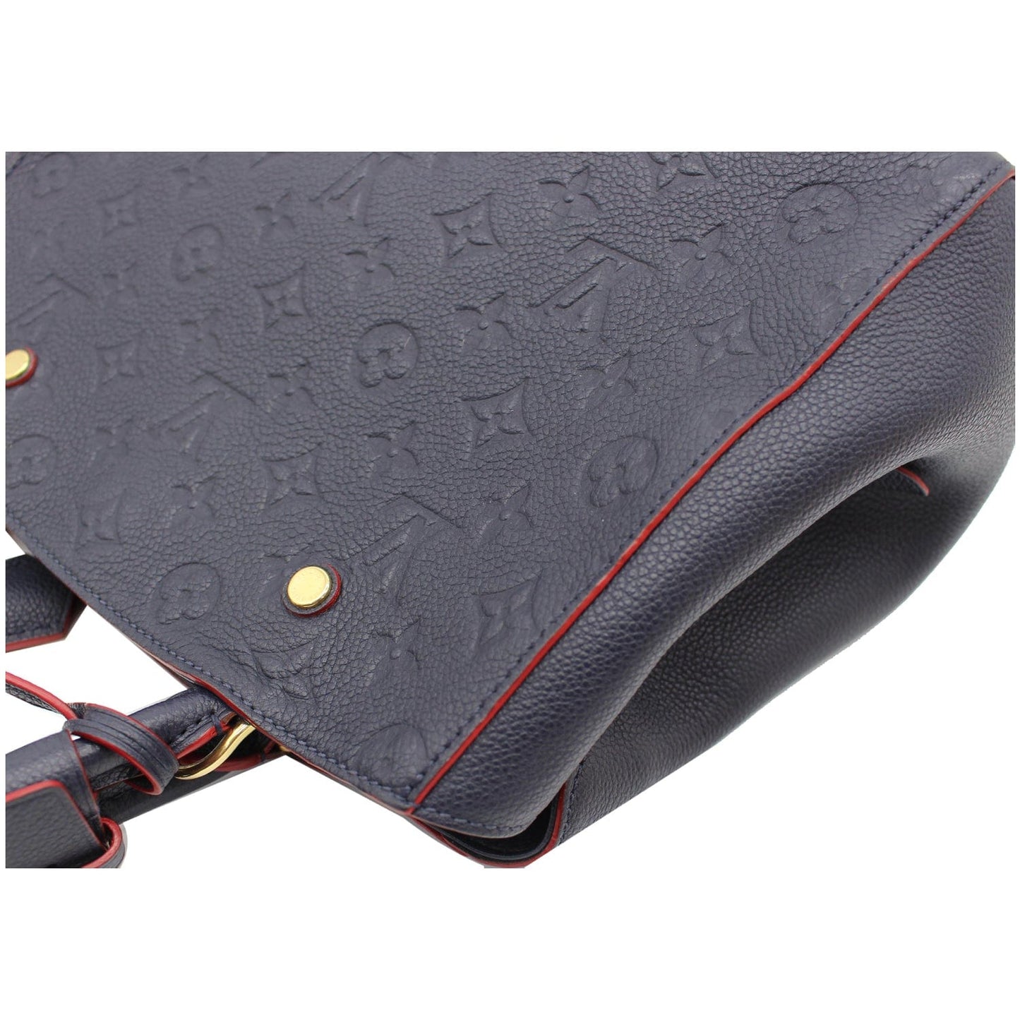 LOUIS VUITTON Montaigne MM Monogram Empreinte Shoulder Bag Navy Blue