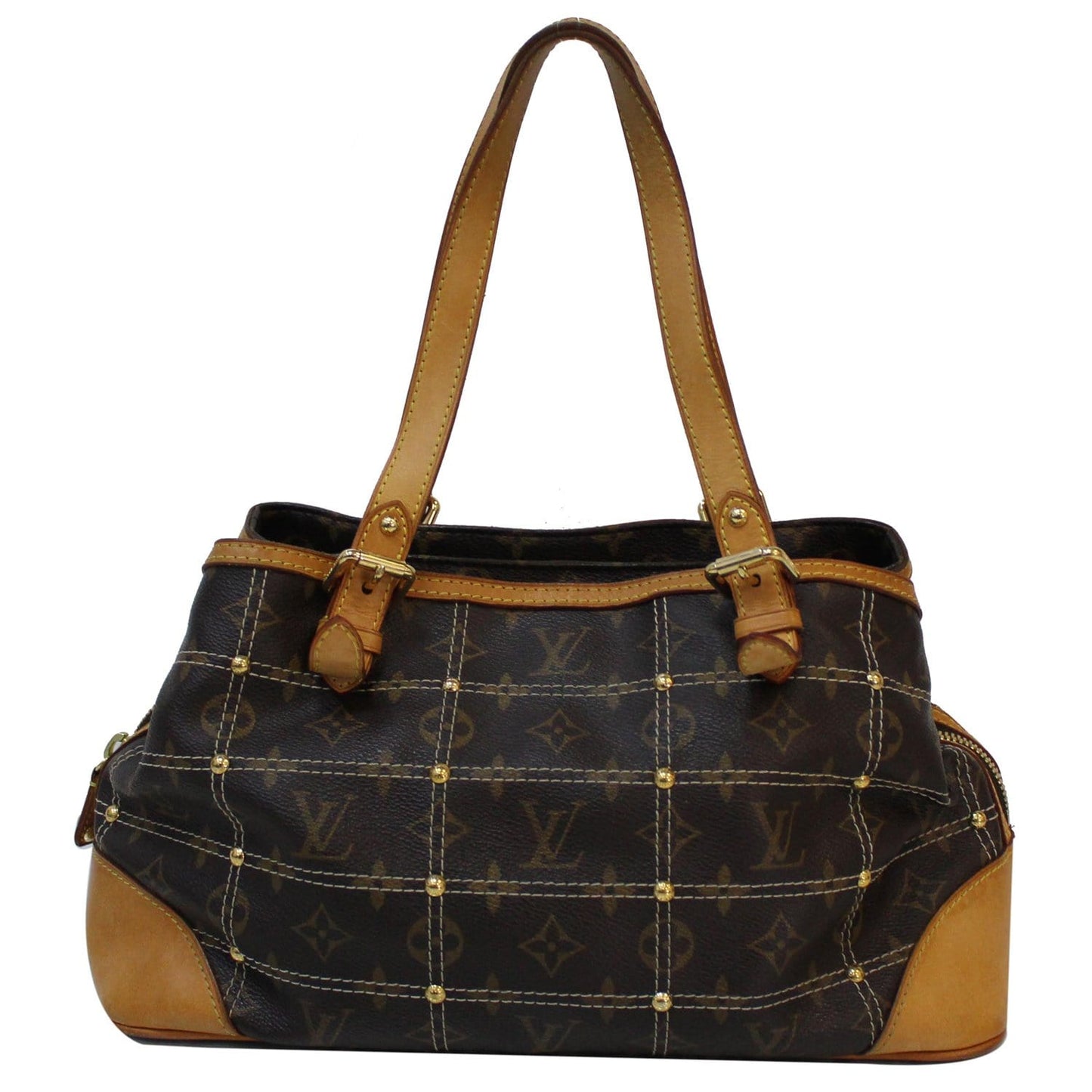 LOUIS VUITTON Riveting Monogram Canvas Tote Bag Brown - 15% OFF
