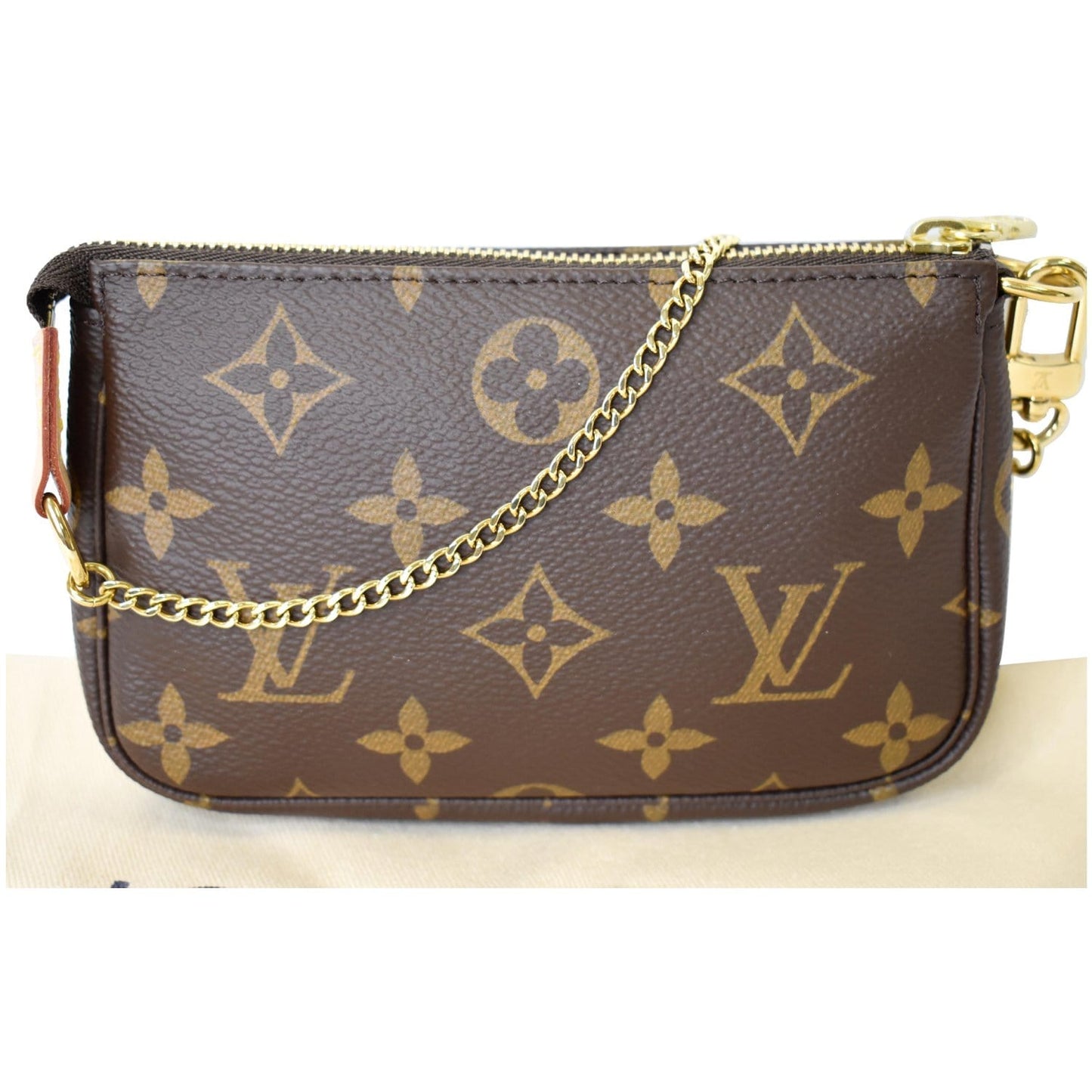 LOUIS VUITTON Mini Pochette Monogram Canvas Accessories Pouch Brown