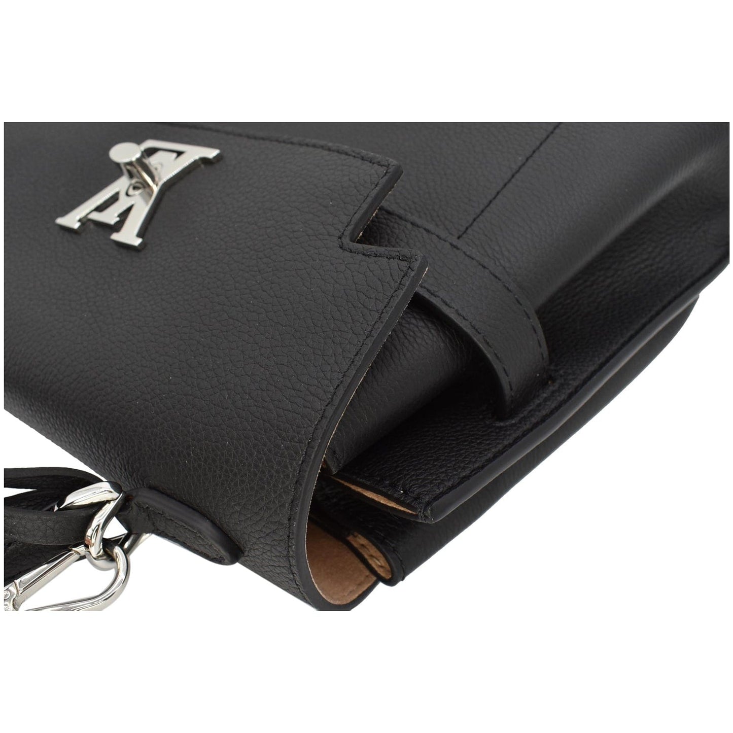 LOUIS VUITTON Lockme Ever BB Pebbled Leather Crossbody Bag Black