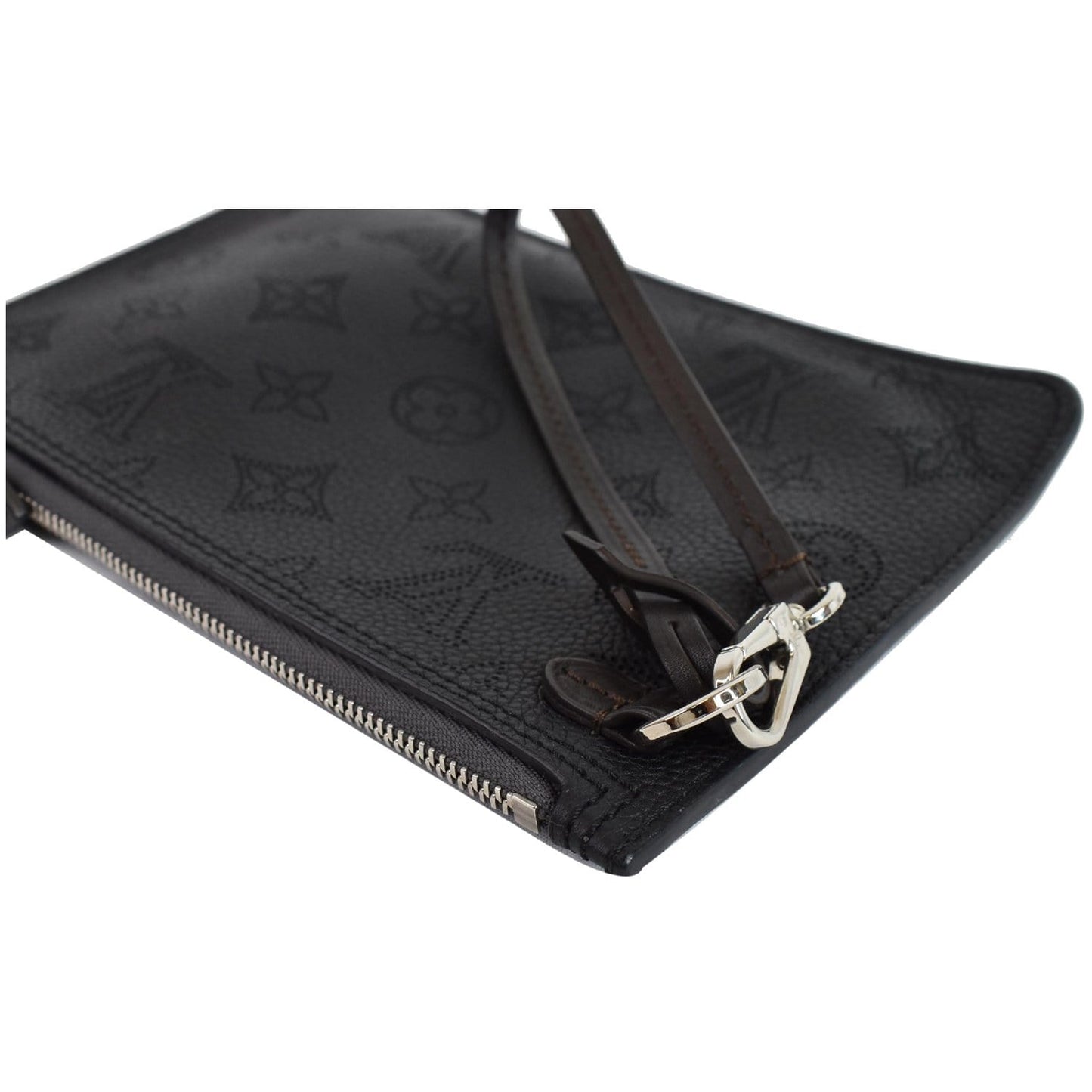 LOUIS VUITTON Wristlet Pochette Monogram Leather Mahina Girolata Black