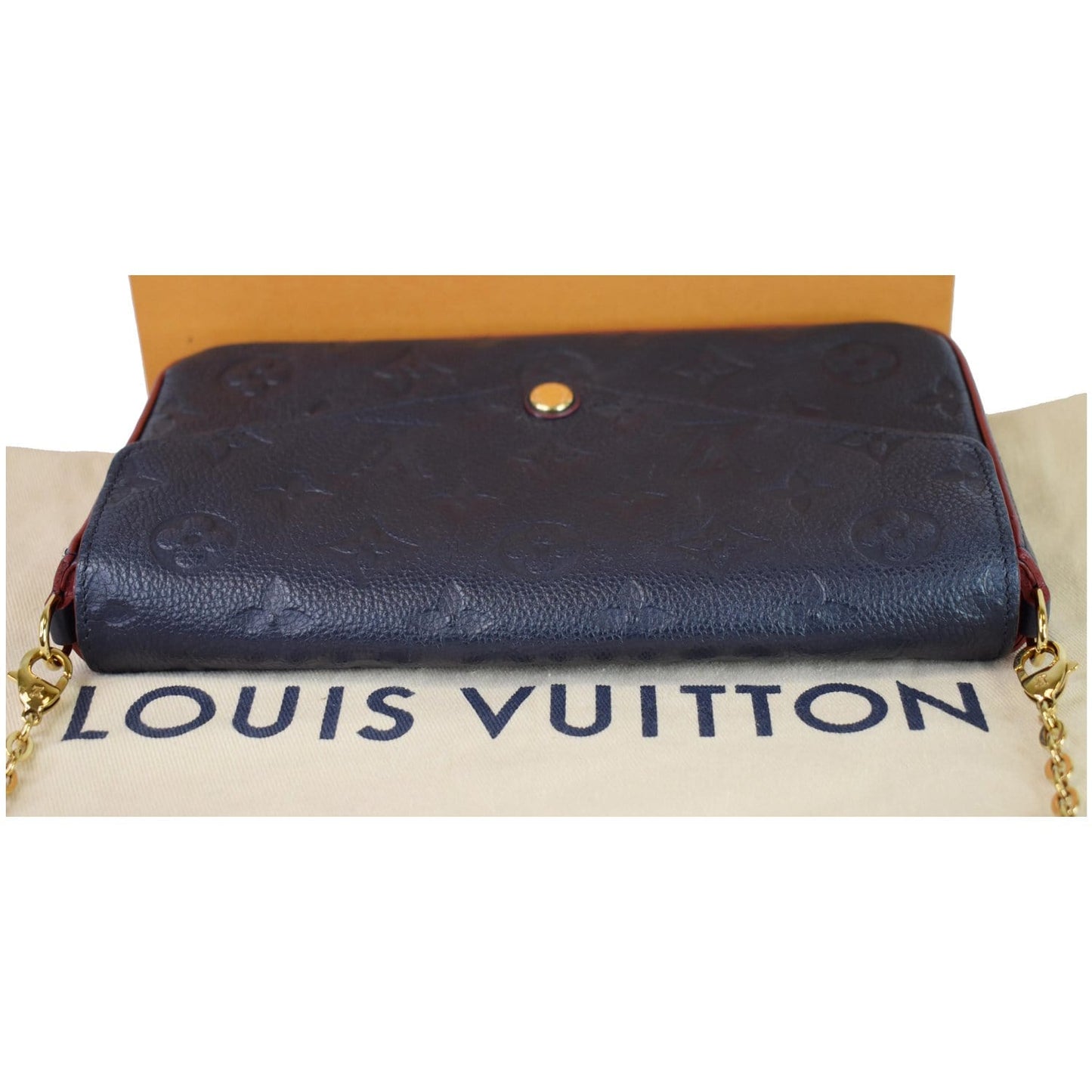 LOUIS VUITTON Pochette Felicie Monogram Empreinte Chain Wallet Navy - 20% OFF