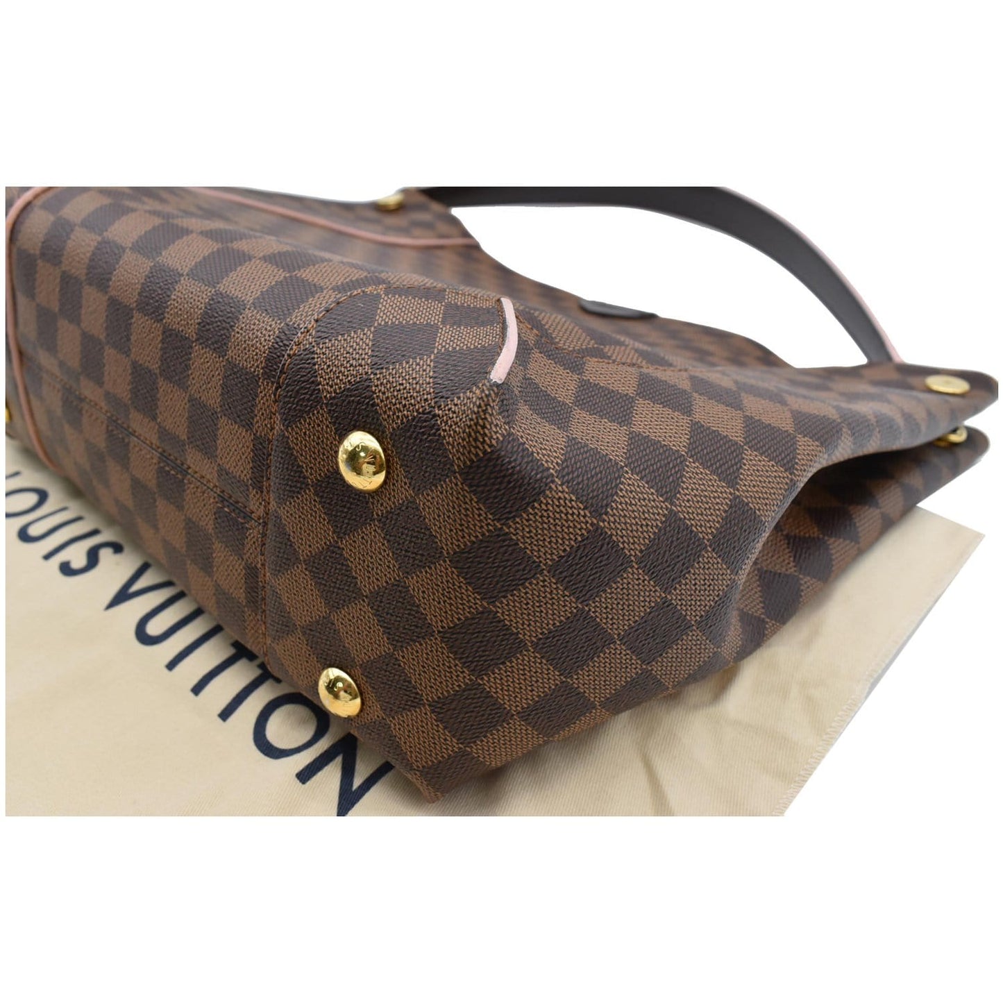 LOUIS VUITTON Caissa Damier Ebene Hobo Bag Rose Ballerine
