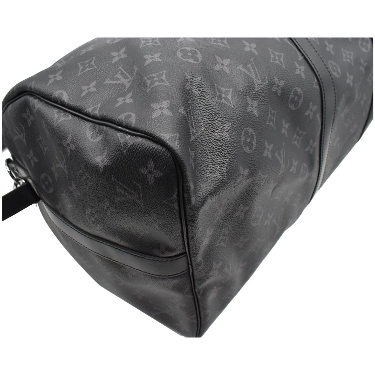 LOUIS VUITTON Keepall 55 Bandouliere Monogram Eclipse Travel Bag Black