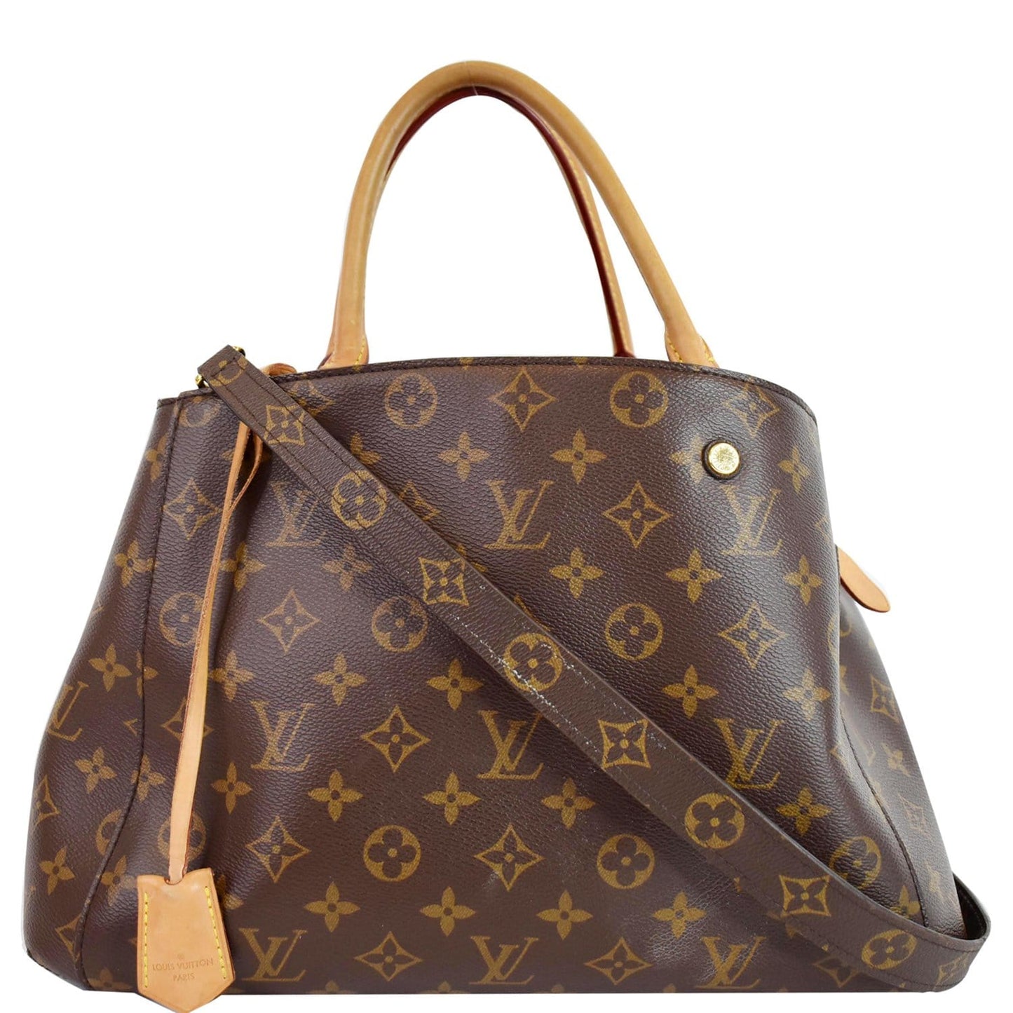 LOUIS VUITTON Montaigne MM Monogram Canvas Shoulder Bag Brown