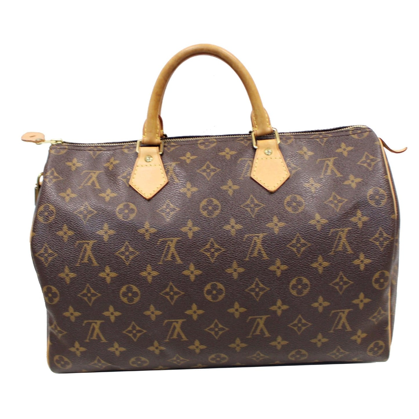 Louis Vuitton Speedy 35 Monogram Canvas Satchel Bag Brown