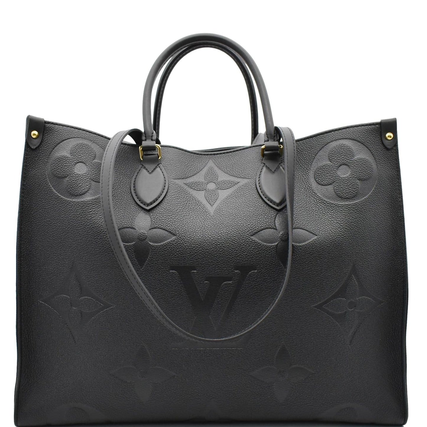 LOUIS VUITTON Onthego GM Monogram Empreinte Leather Tote Bag Black