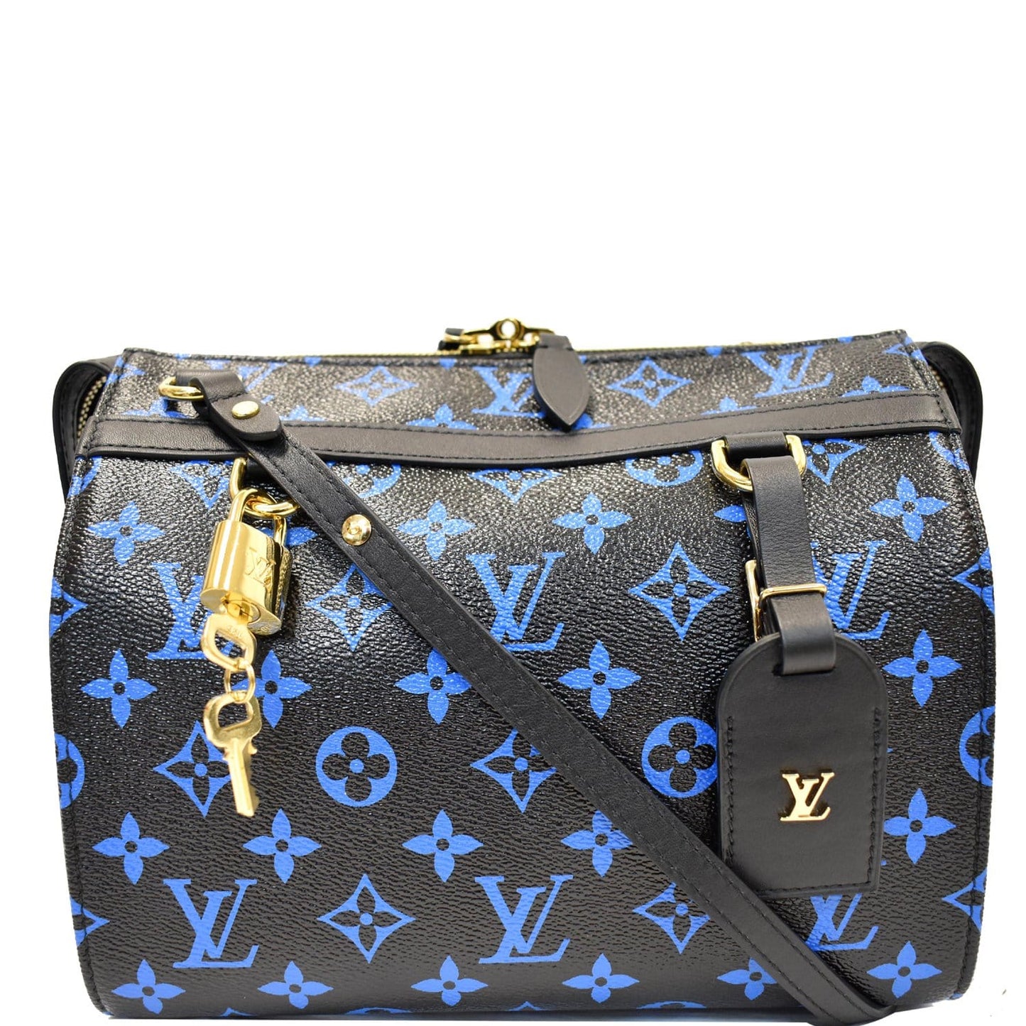 LOUIS VUITTON Speedy Amazon PM Monogram Canvas Shoulder Bag Blue Noir