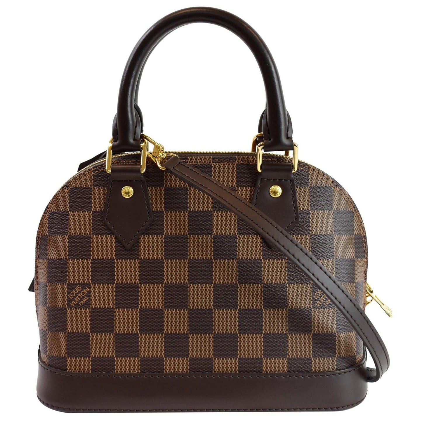 LOUIS VUITTON Alma BB Damier Ebene Shoulder Bag Brown