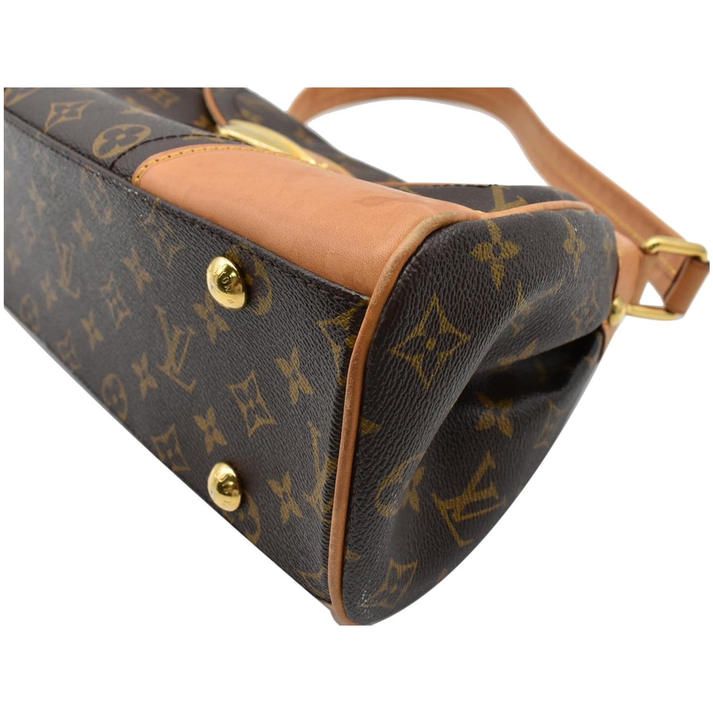 LOUIS VUITTON Beverly MM Monogram Canvas Satchel Bag Brown