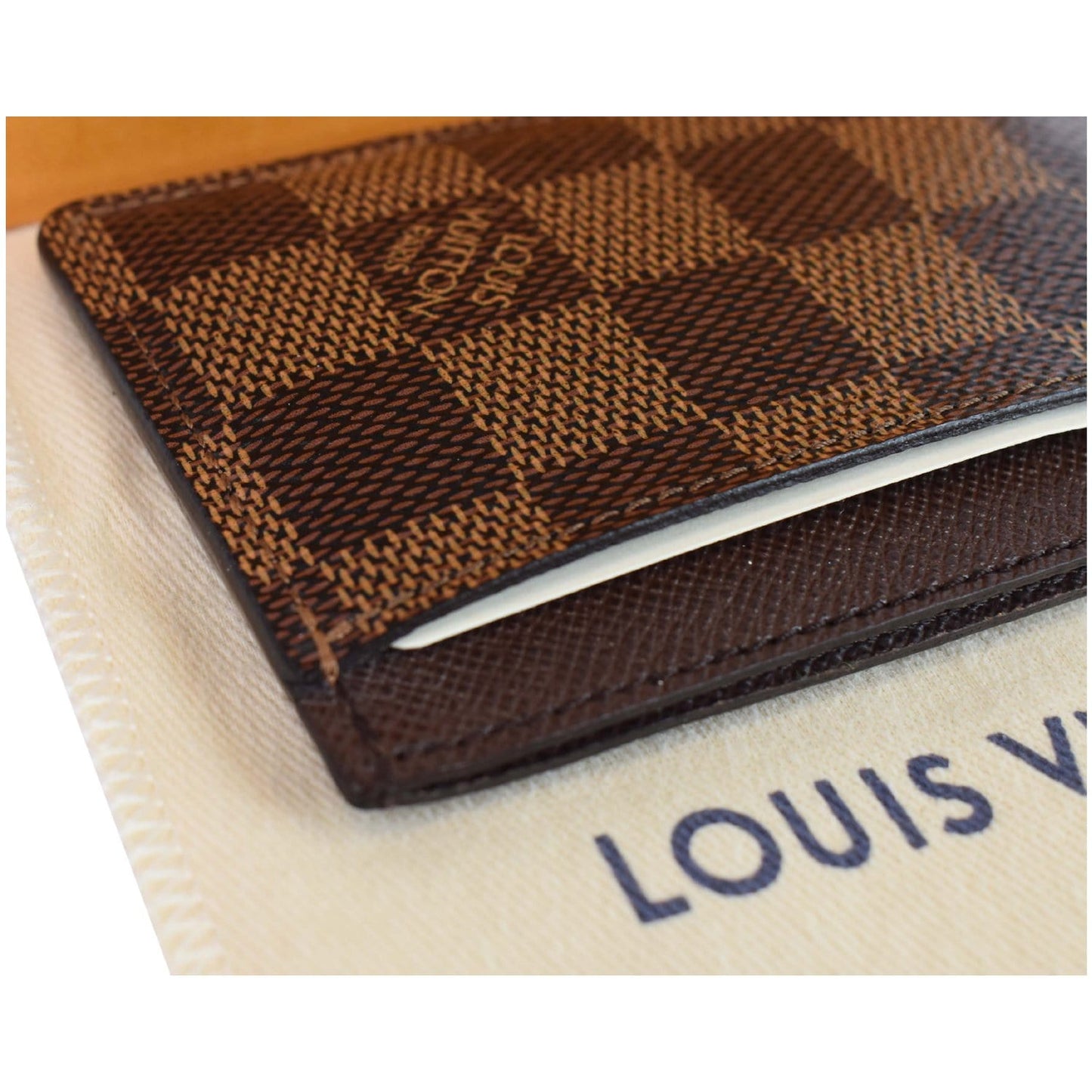 LOUIS VUITTON Damier Ebene Card Holder Brown