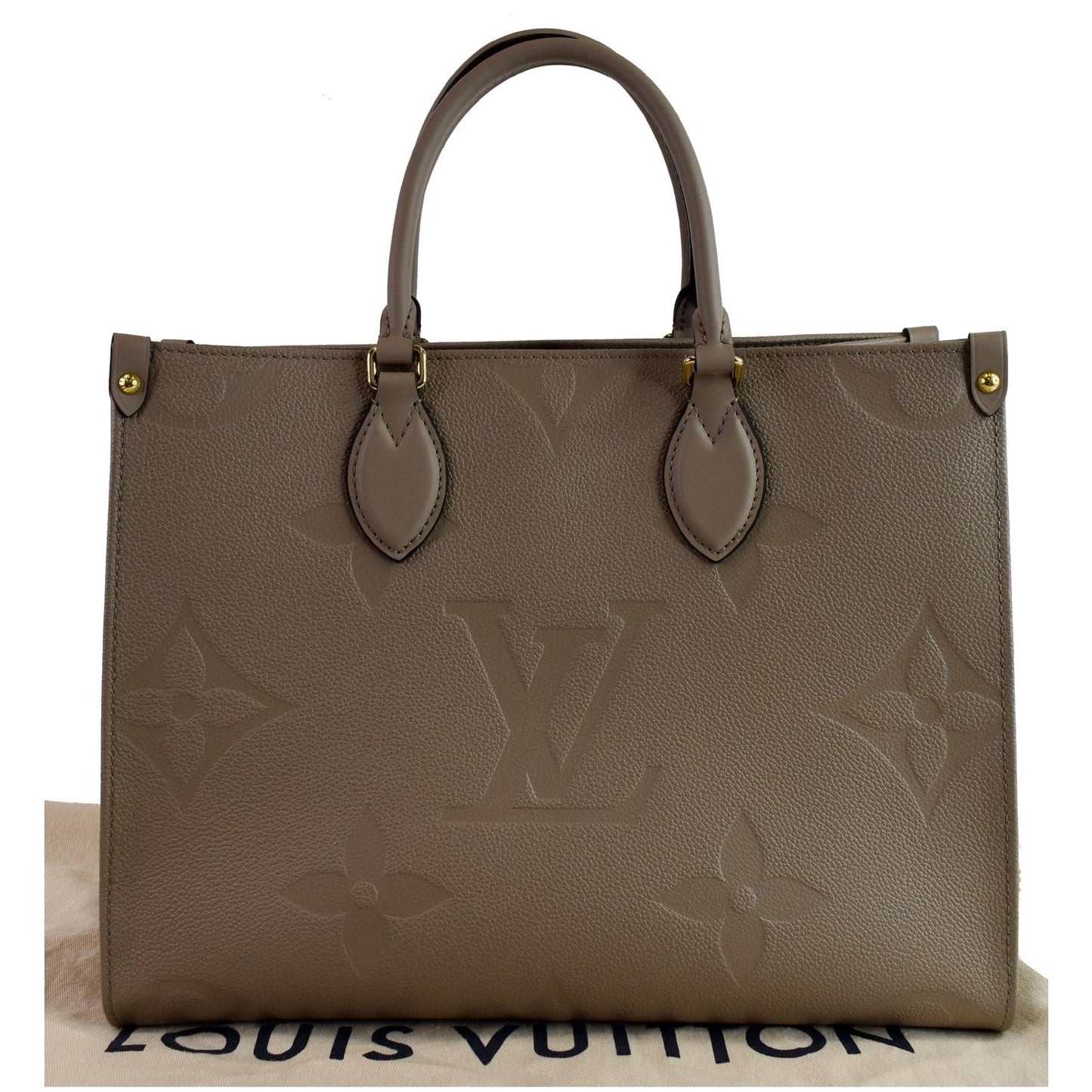 LOUIS VUITTON Onthego MM Monogram Empreinte Shoulder Bag Tourterelle - 15% OFF