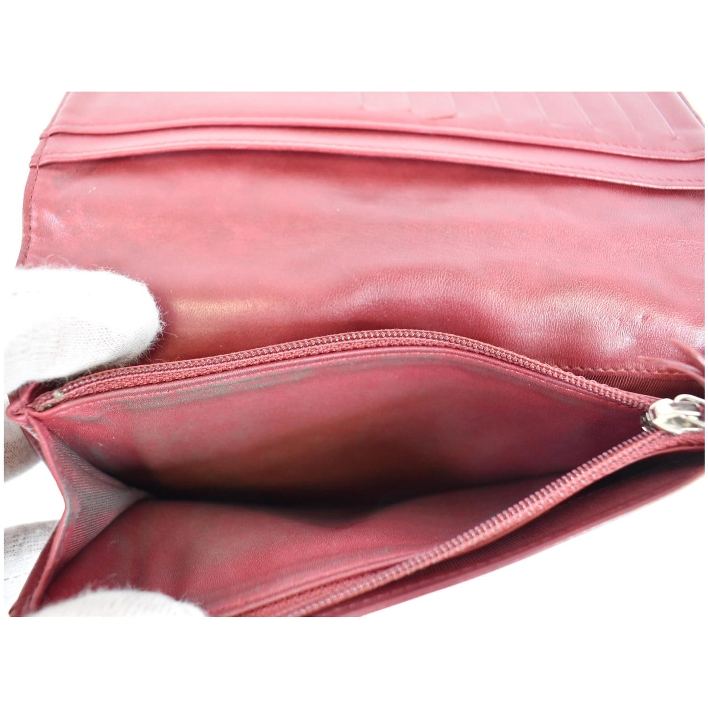 CHANEL CC Wild Stitch Lambskin Leather Wallet Red - Last call