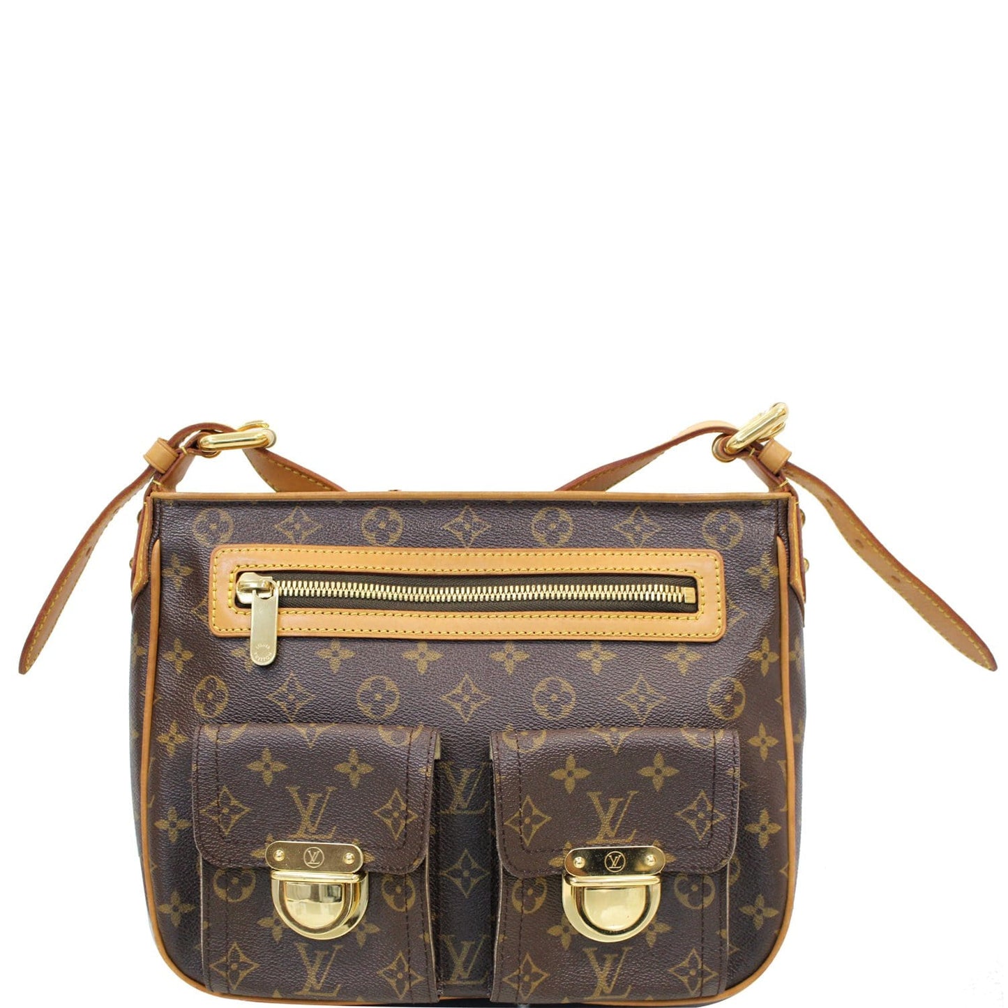 LOUIS VUITTON Hudson GM Monogram Canvas Shoulder Bag Brown