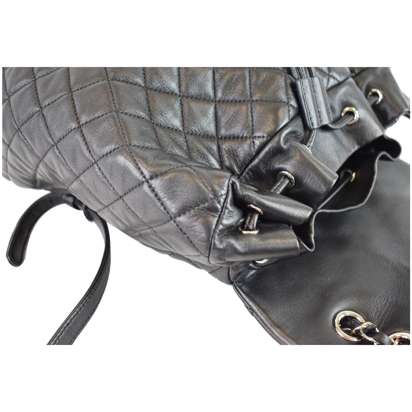 CHANEL Small Urban Spirit Quilted Lambskin Backpack Bag Black