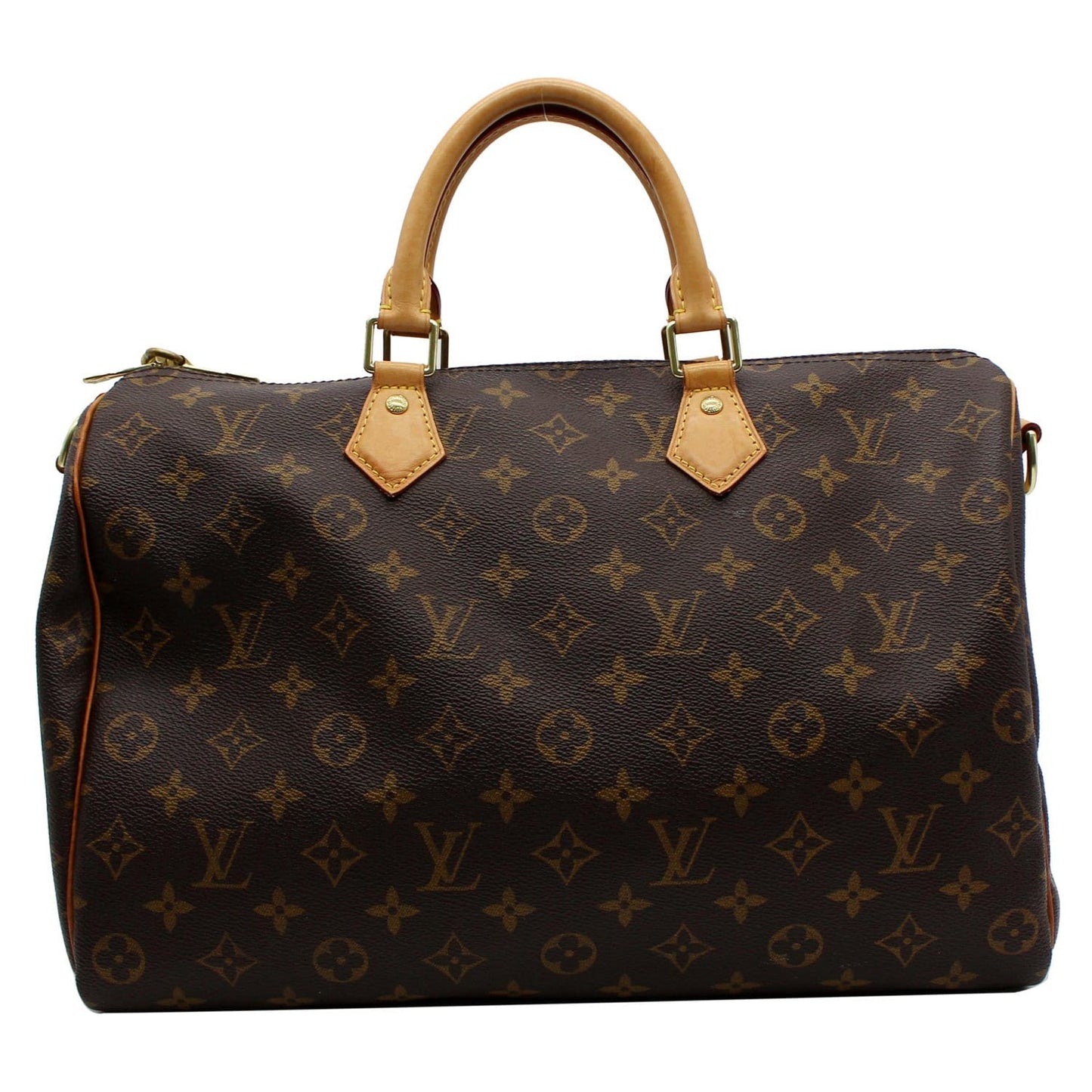 LOUIS VUITTON Speedy 35 Bandouliere Monogram Canvas Satchel Bag Brown