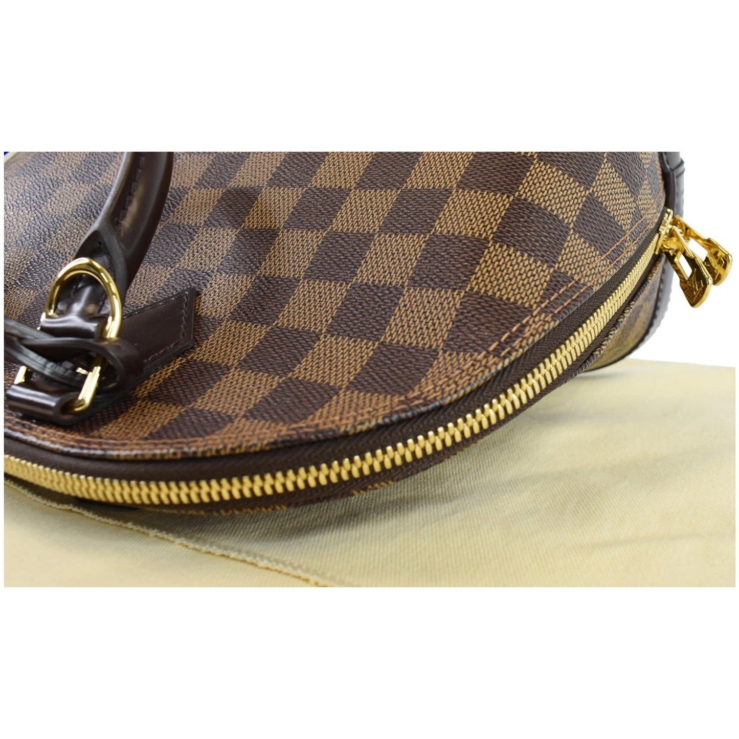 LOUIS VUITTON Alma Damier Ebene Satchel Bag Brown