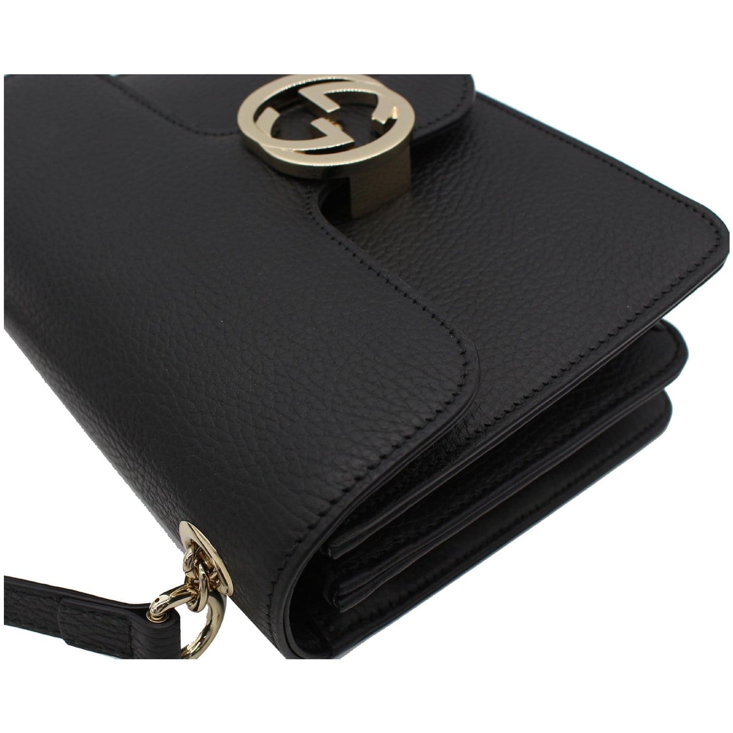 GUCCI Interlocking GG Leather Crossbody Bag Black 510304