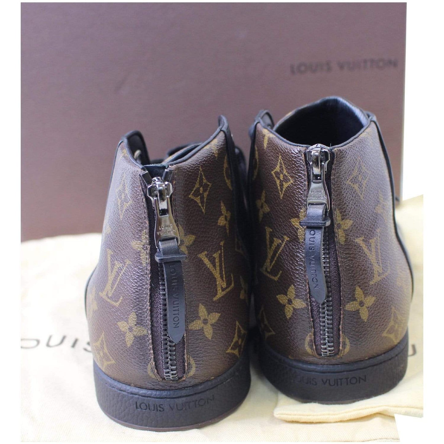 LOUIS VUITTON Line Up Monogram High Top Sneakers Black - 25% OFF