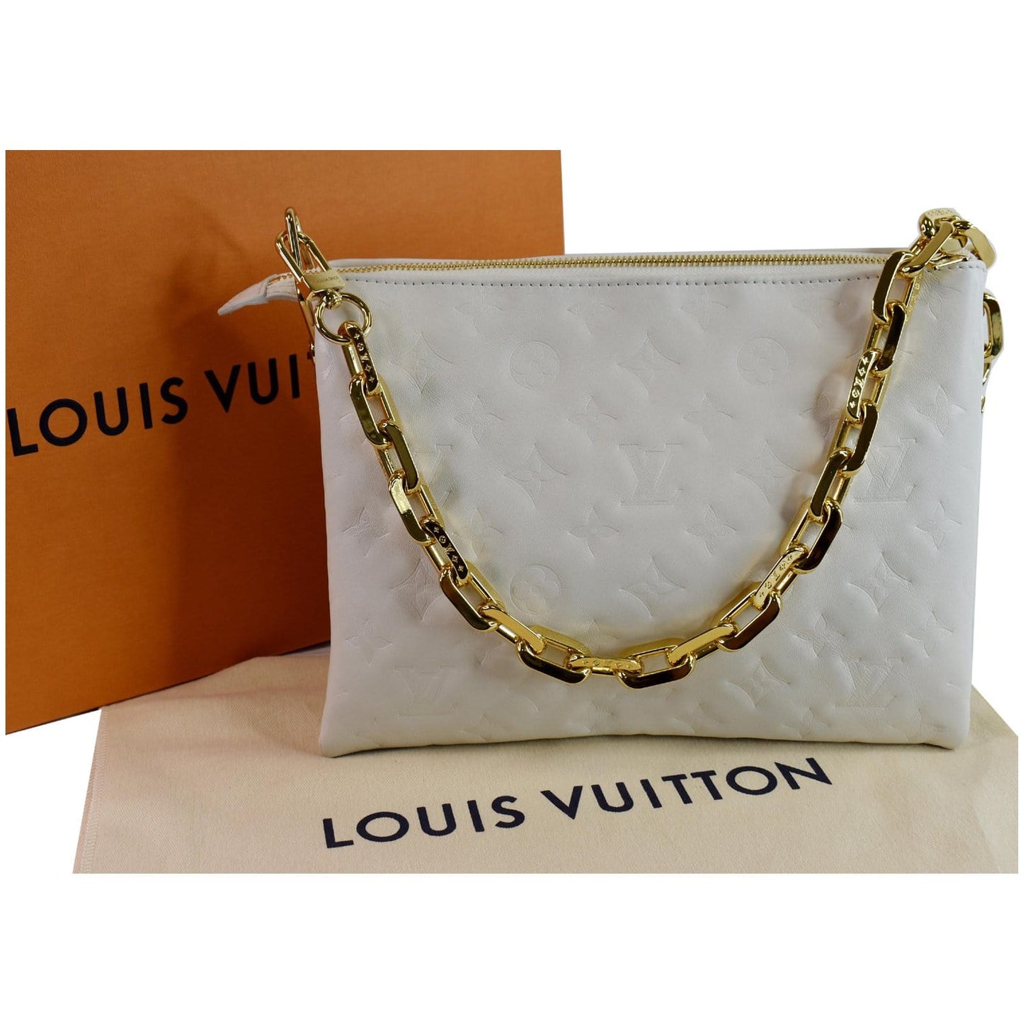 LOUIS VUITTON Coussin PM Monogram Embossed Shoulder Bag Cream
