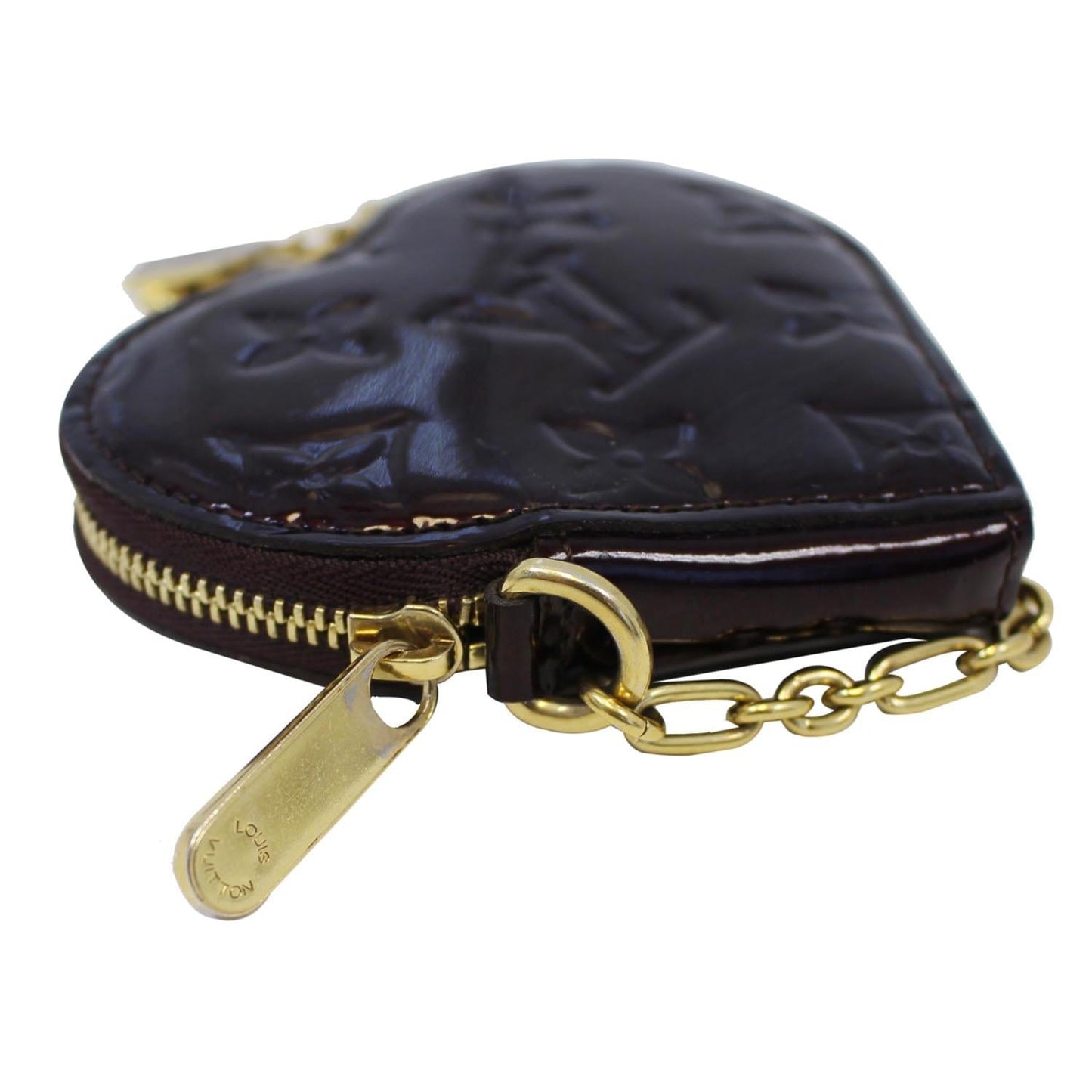 LOUIS VUITTON Heart Monogram Vernis Coin Purse Amarante