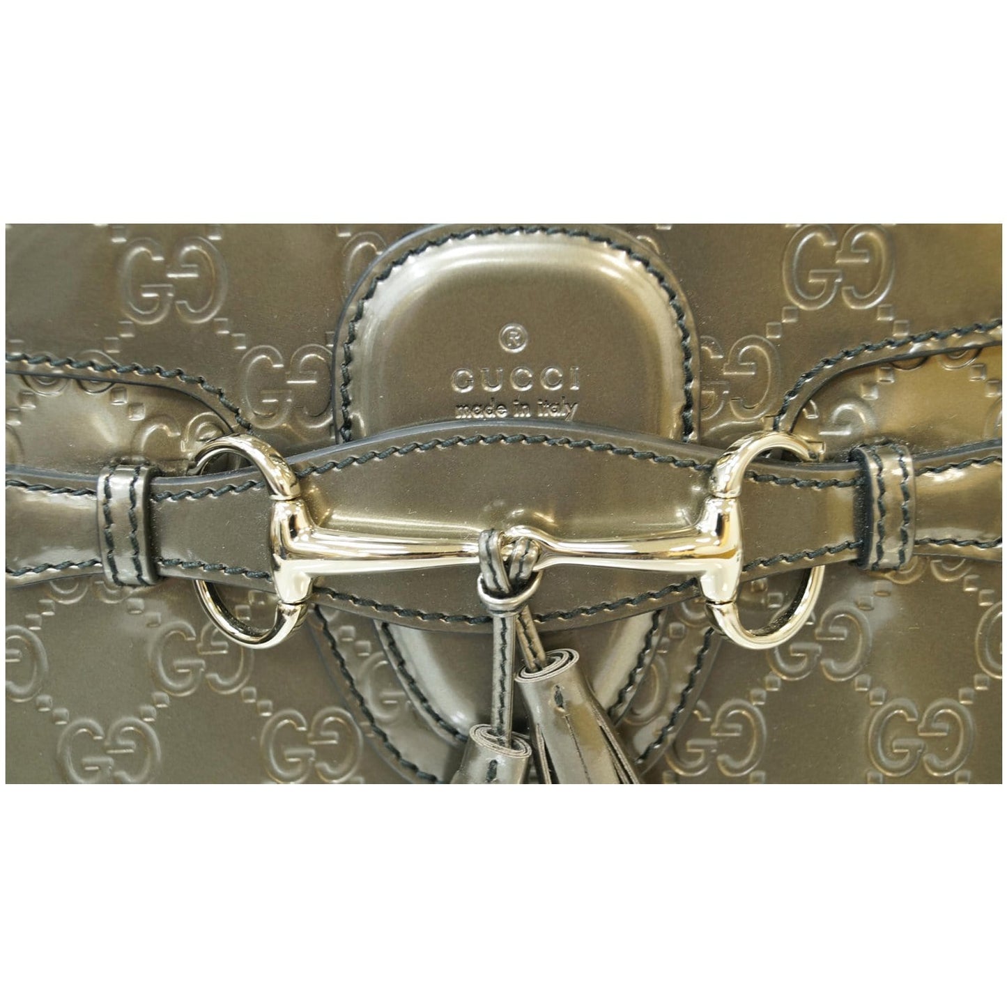 GUCCI Emily Large Guccissima Chain Shoulder Bag Grey 295403