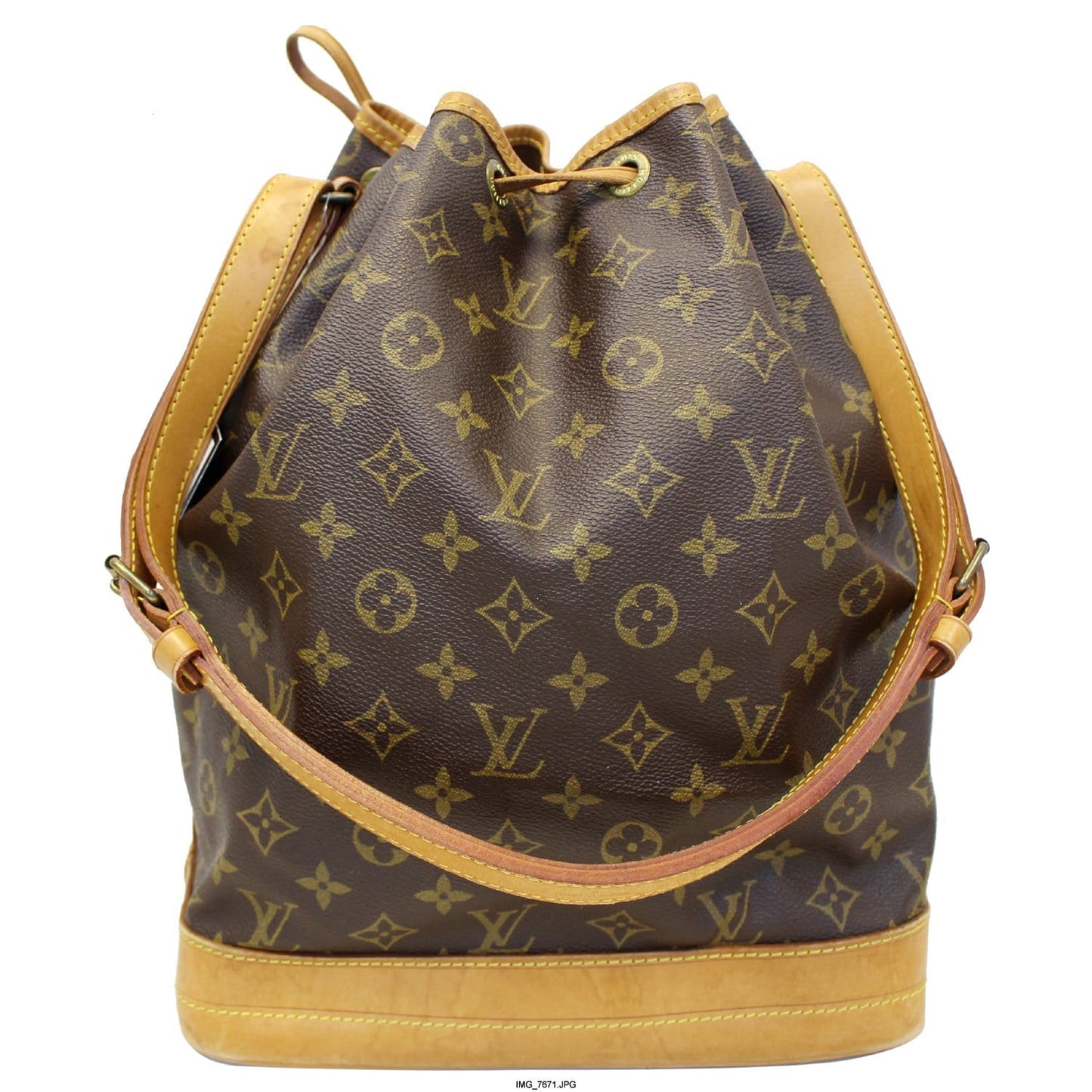 LOUIS VUITTON Large Noe Monogram Canvas Shoulder Bag Brown