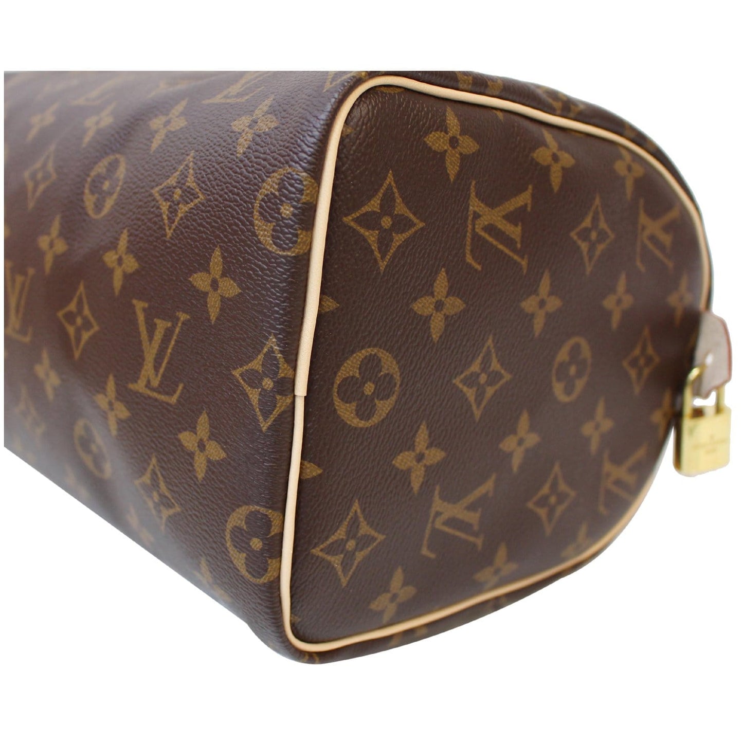 LOUIS VUITTON Speedy 25 Monogram Canvas Satchel Bag Brown