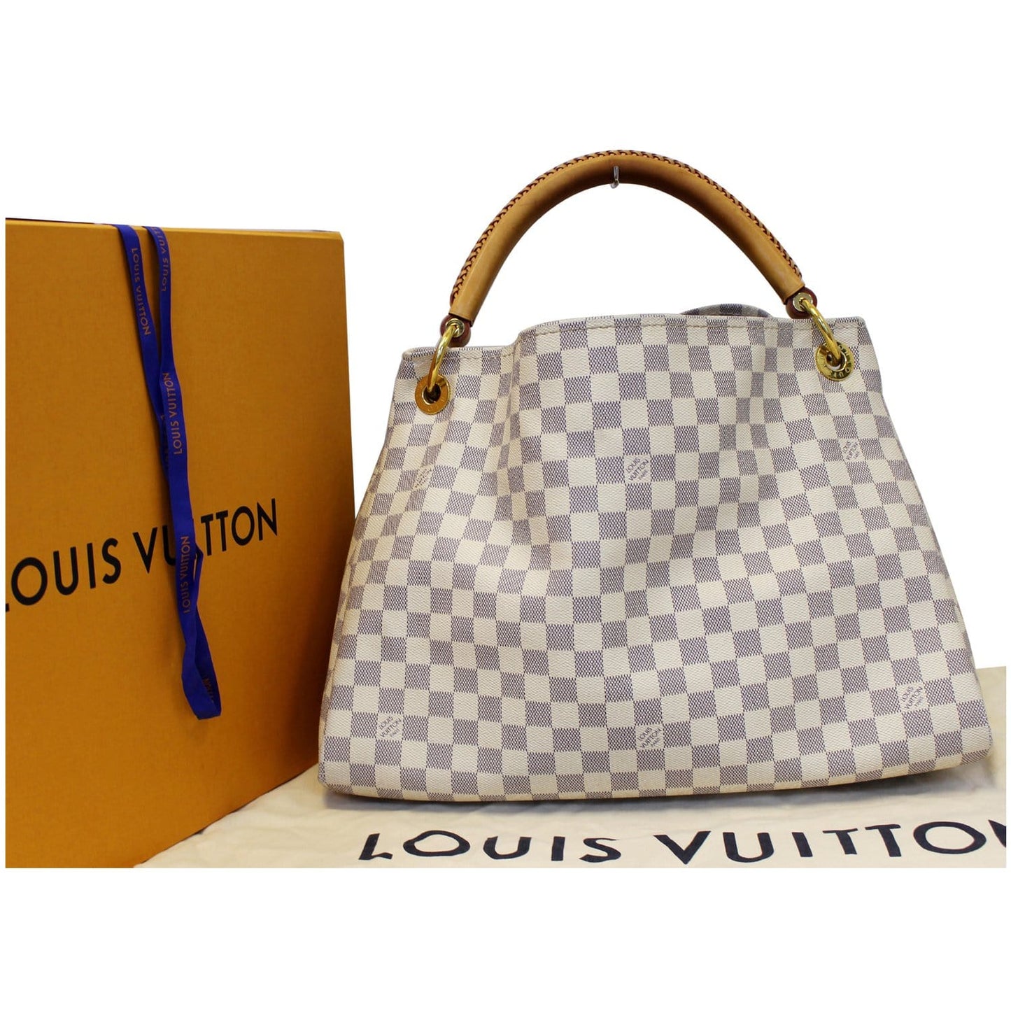 LOUIS VUITTON Artsy MM Damier Azur Shoulder Bag White
