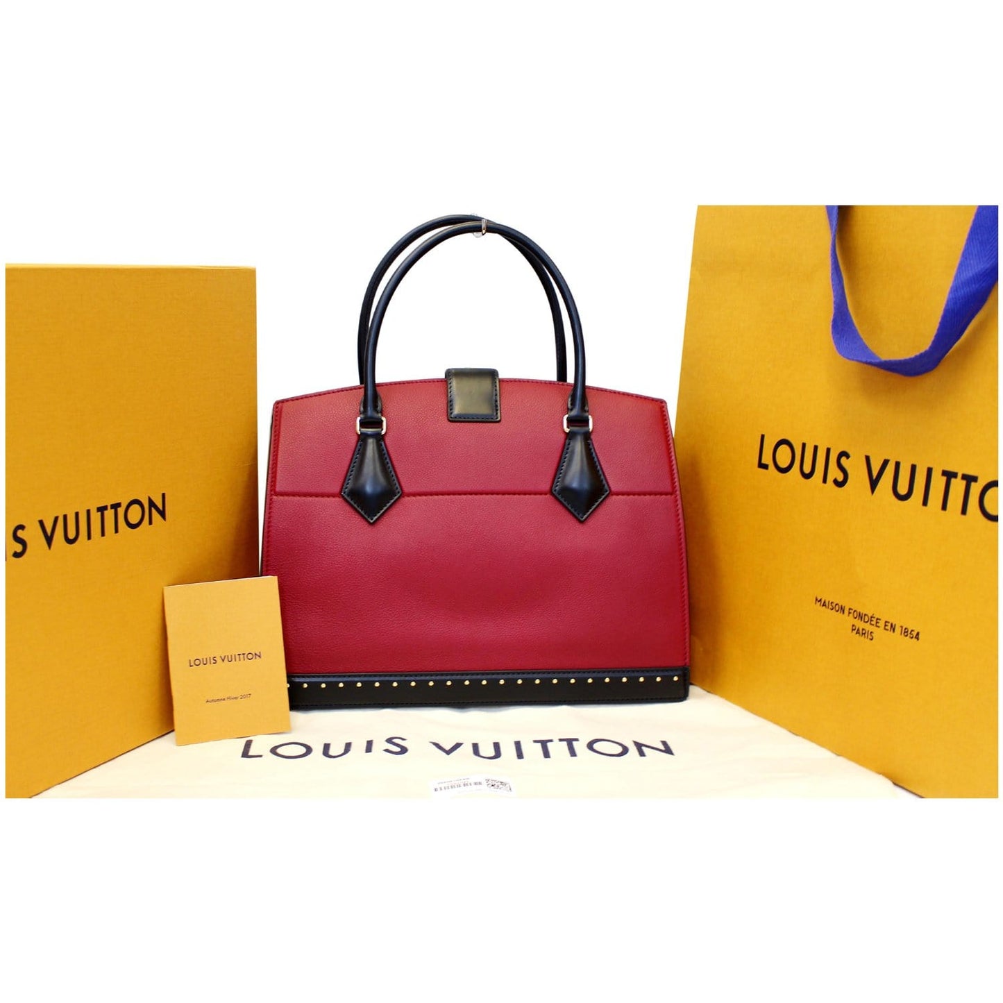 LOUIS VUITTON Cour Marly MM Calfskin Leather Shoulder Bag Rouge