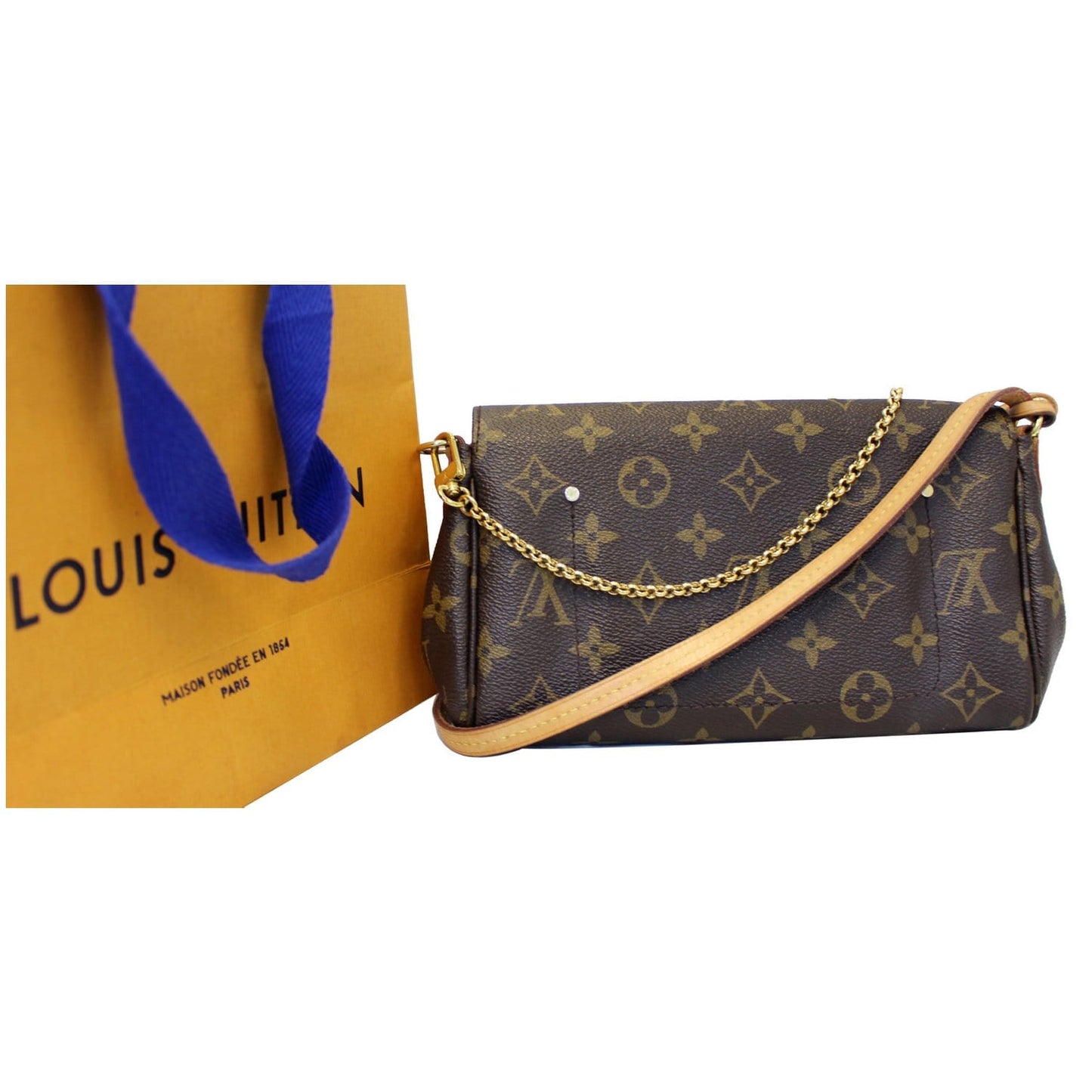 LOUIS VUITTON Favorite PM Monogram Canvas Crossbody Bag Brown