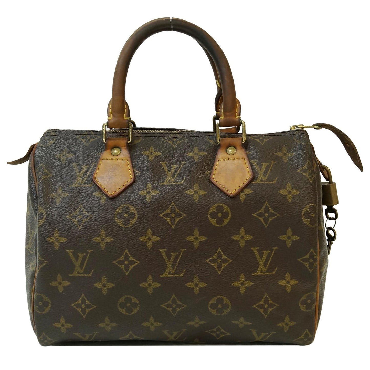 LOUIS VUITTON Speedy 25 Monogram Canvas Satchel Bag Brown