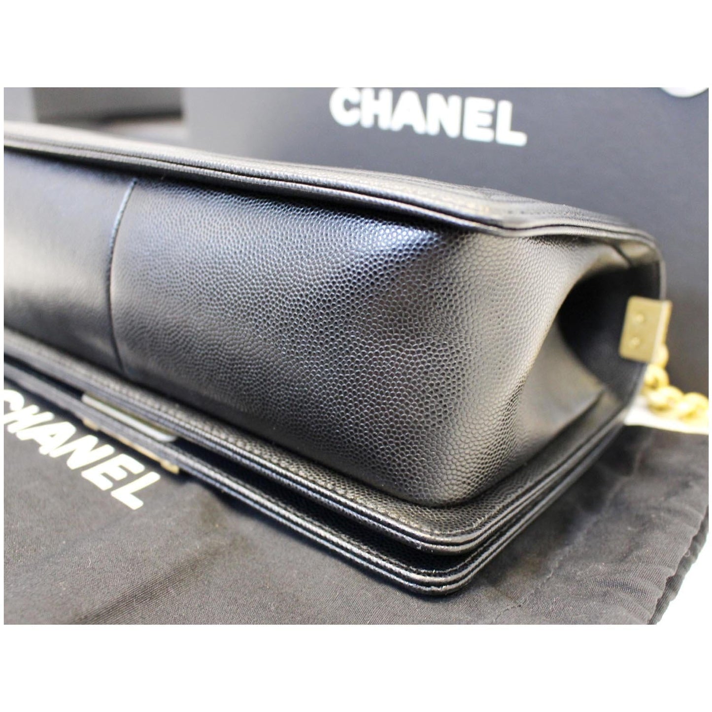 CHANEL Le Boy Small Caviar Leather Shoulder Bag Black