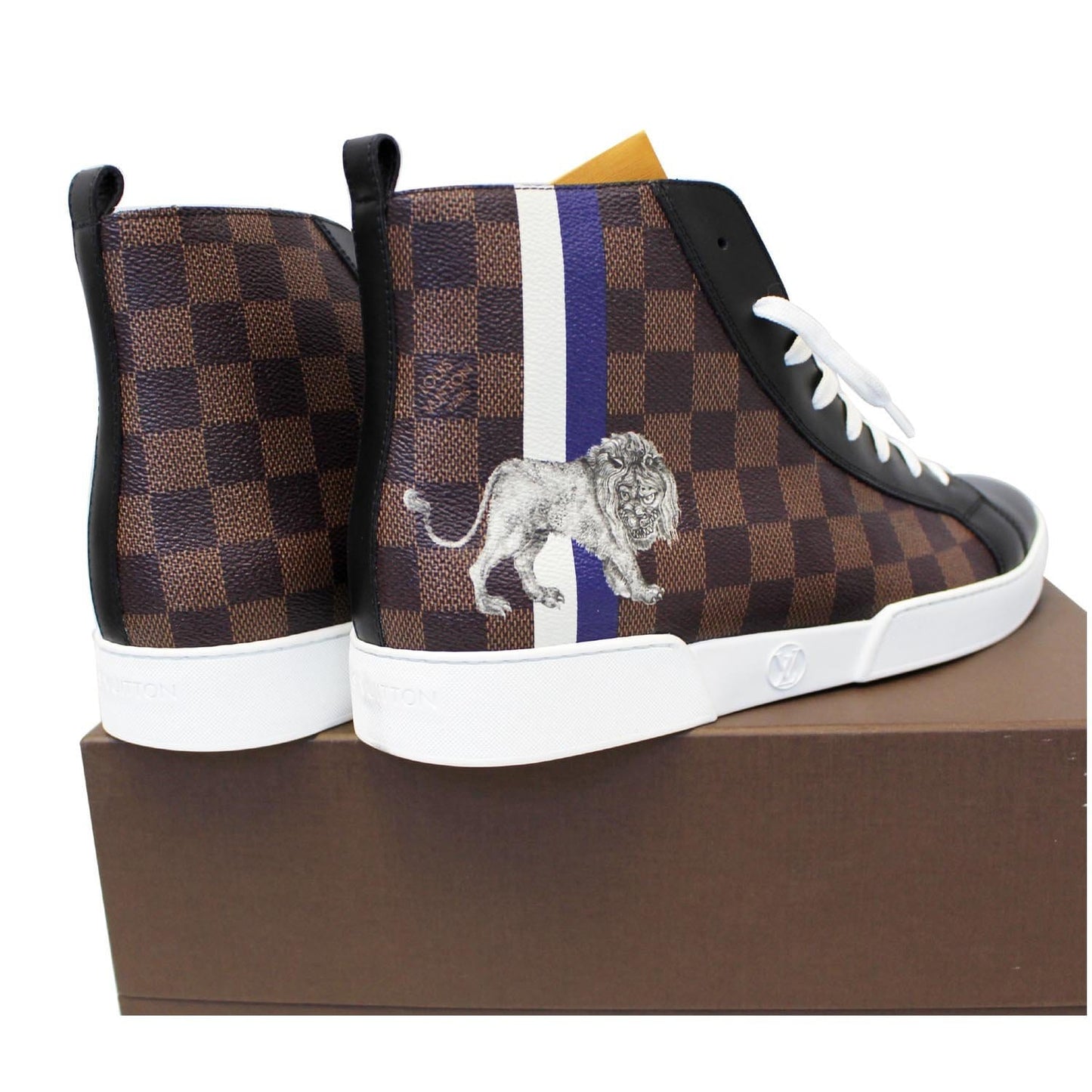 LOUIS VUITTON Damier Ebene Lion Chapman Sneakers  Size US 8.1/2
