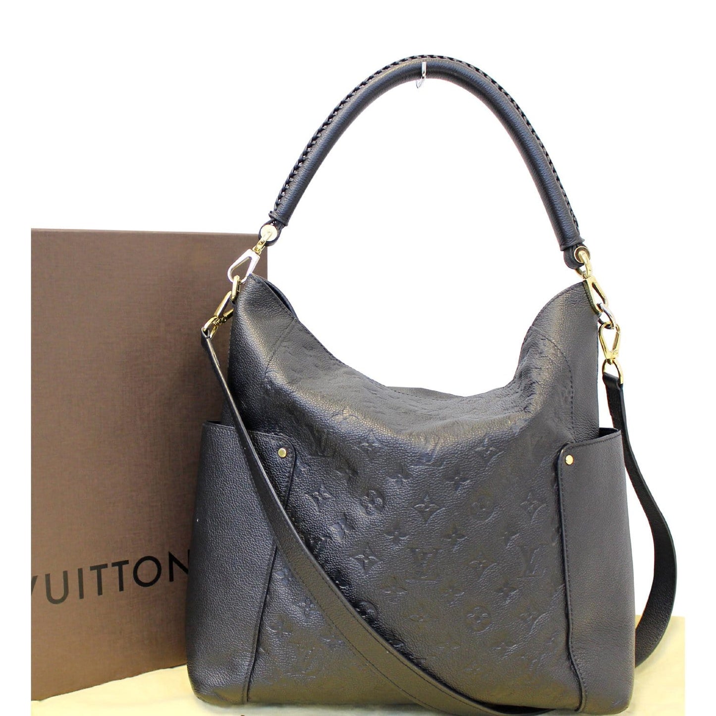 LOUIS VUITTON Bagatelle Monogram Empreinte Leather Shoulder Bag Black