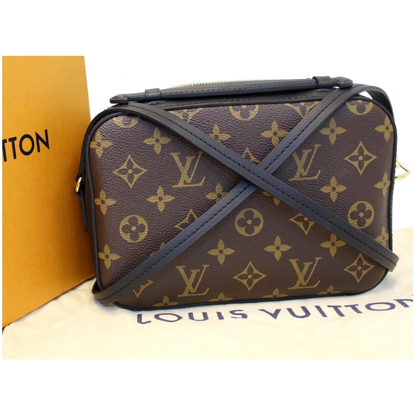 LOUIS VUITTON Saintonge Monogram Canvas Shoulder Bag Noir Black