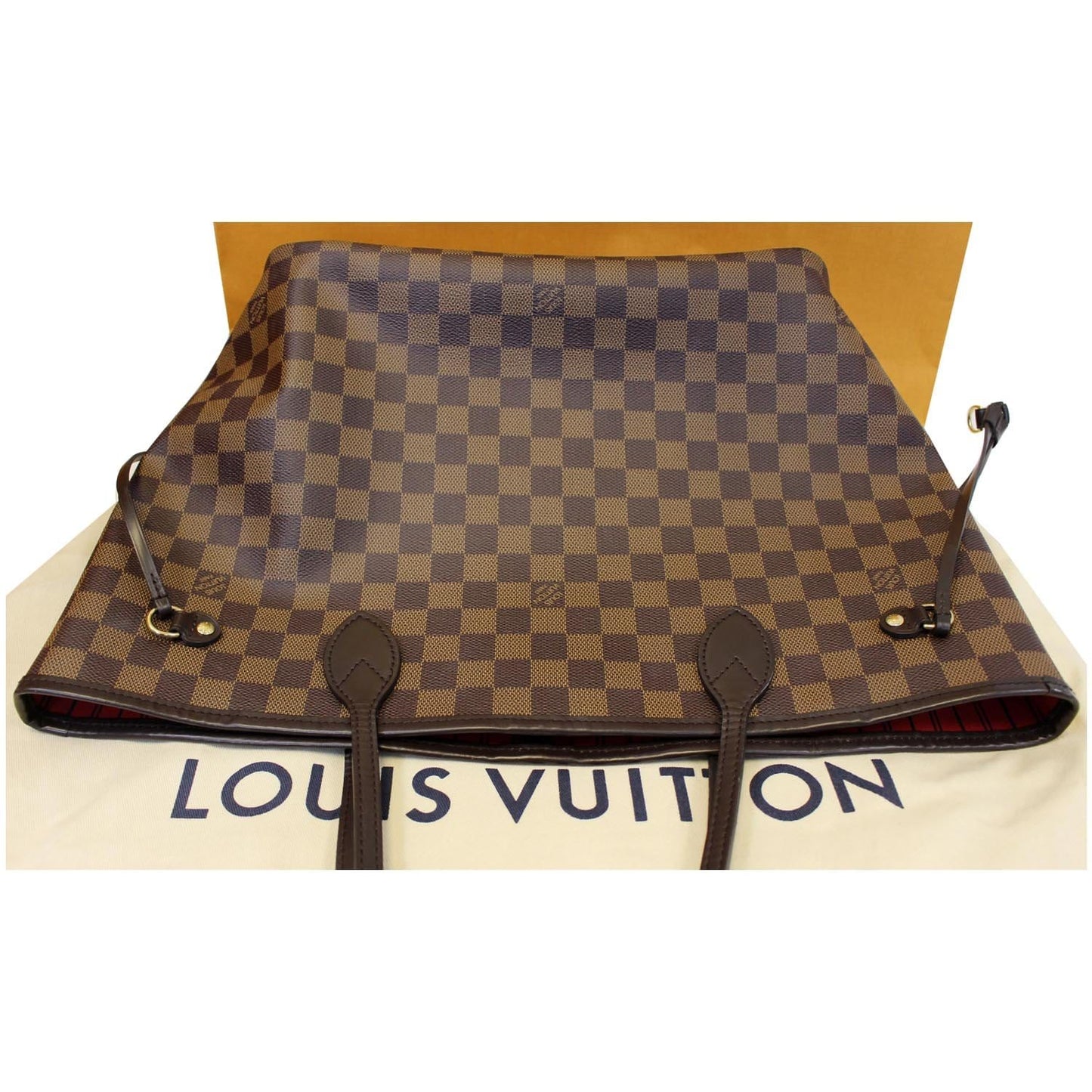 LOUIS VUITTON Neverfull MM Damier Ebene Tote Shoulder Bag Brown