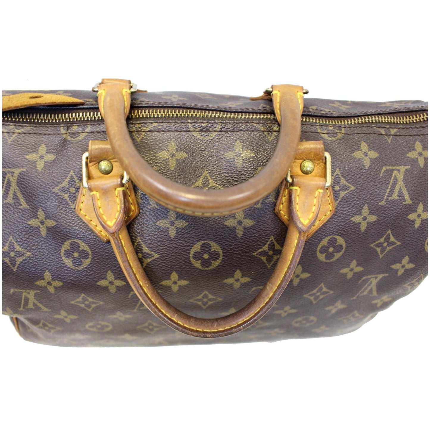 LOUIS VUITTON Speedy 35 Monogram Canvas Satchel Handbag Brown