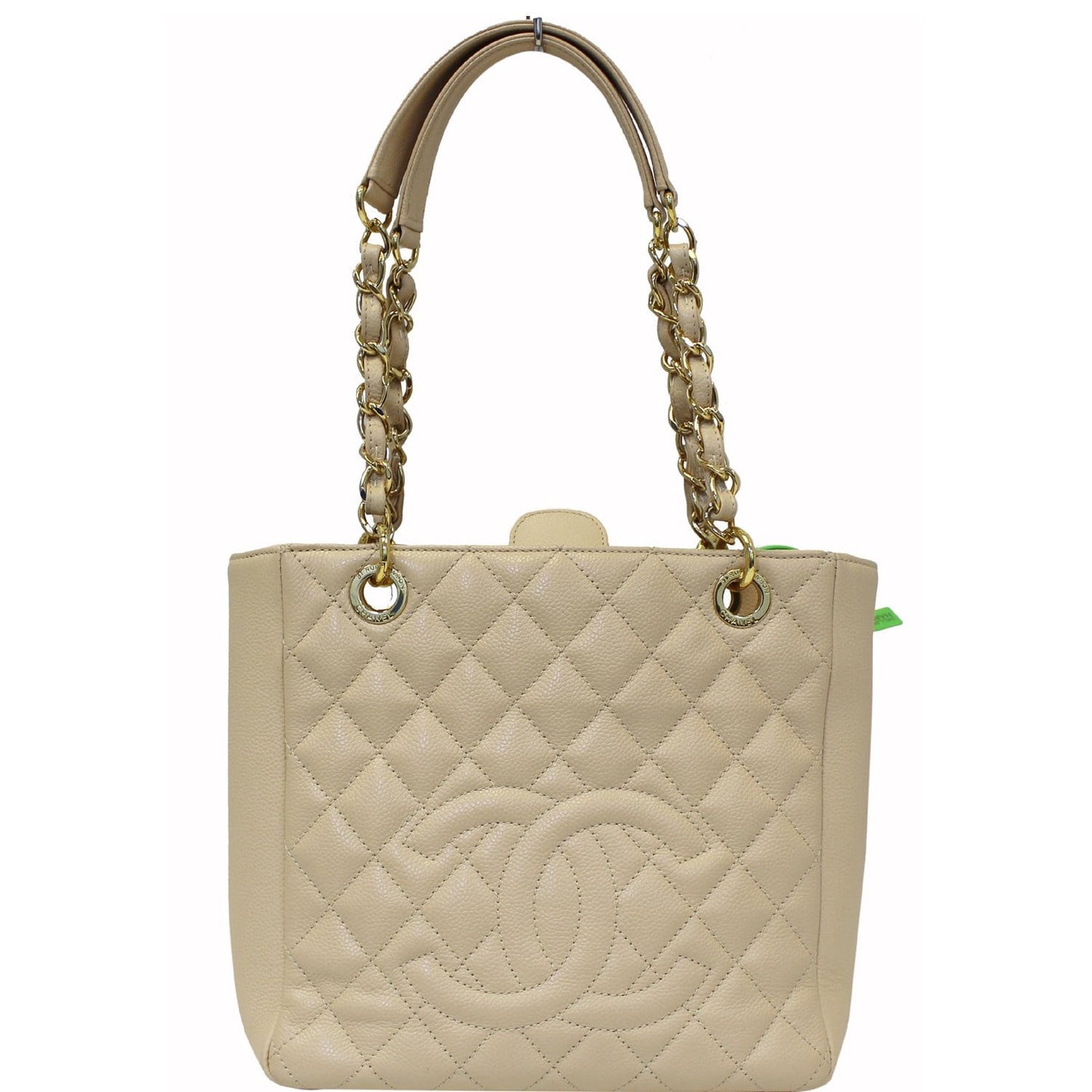 CHANEL PST Caviar Leather Petit Shopping Tote Bag Beige