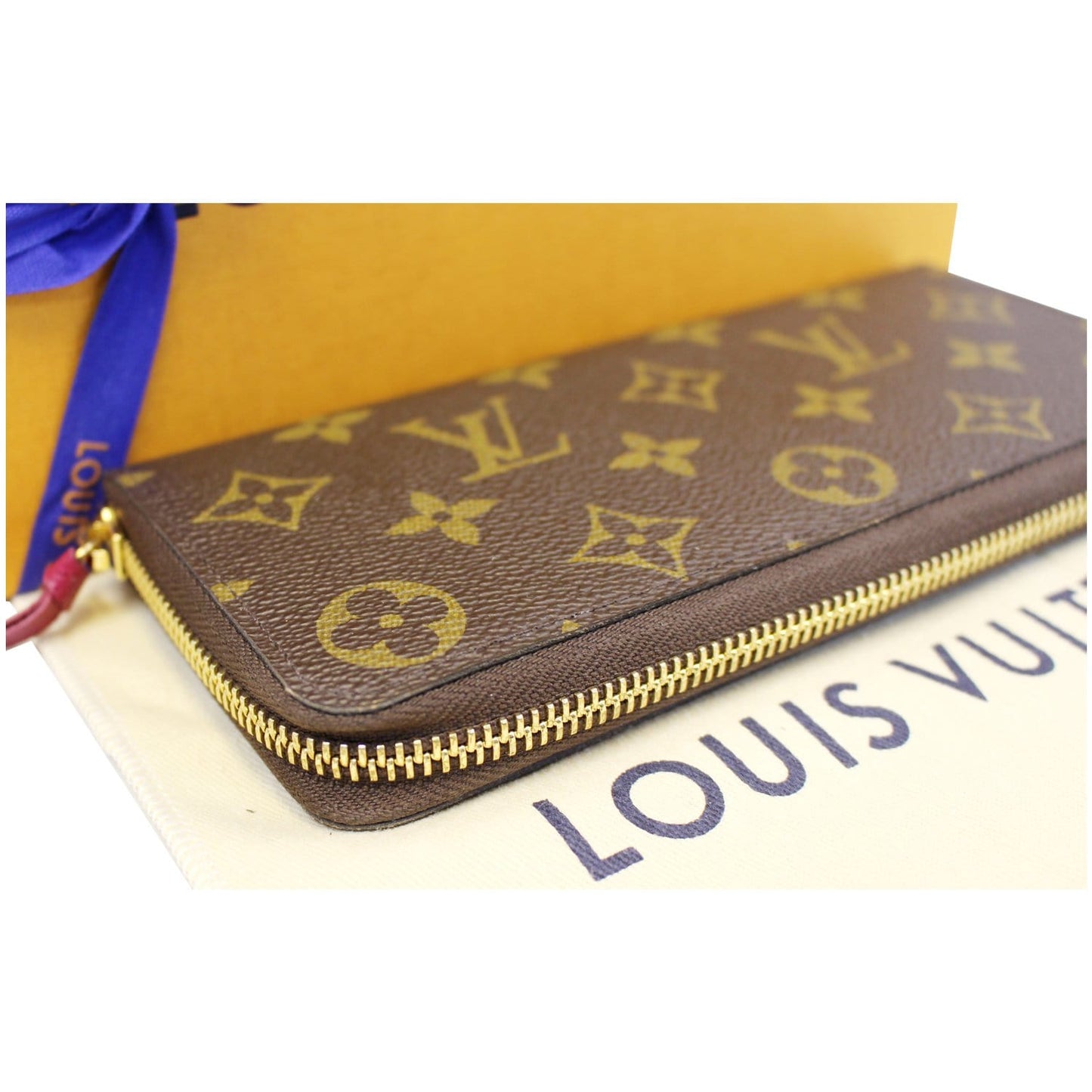 LOUIS VUITTON Clemence Monogram Canvas Wallet Brown