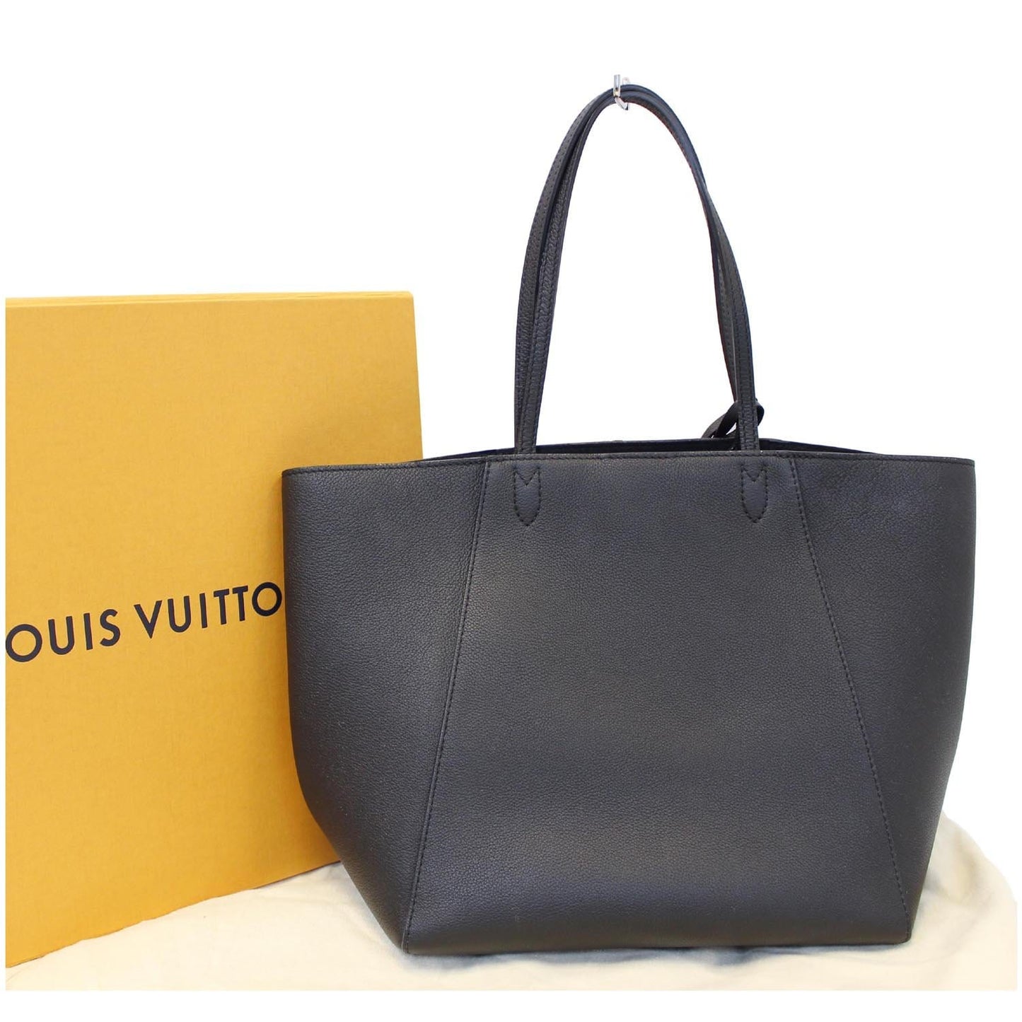 LOUIS VUITTON Lockme Cabas Calfskin Leather Shoulder Bag Black