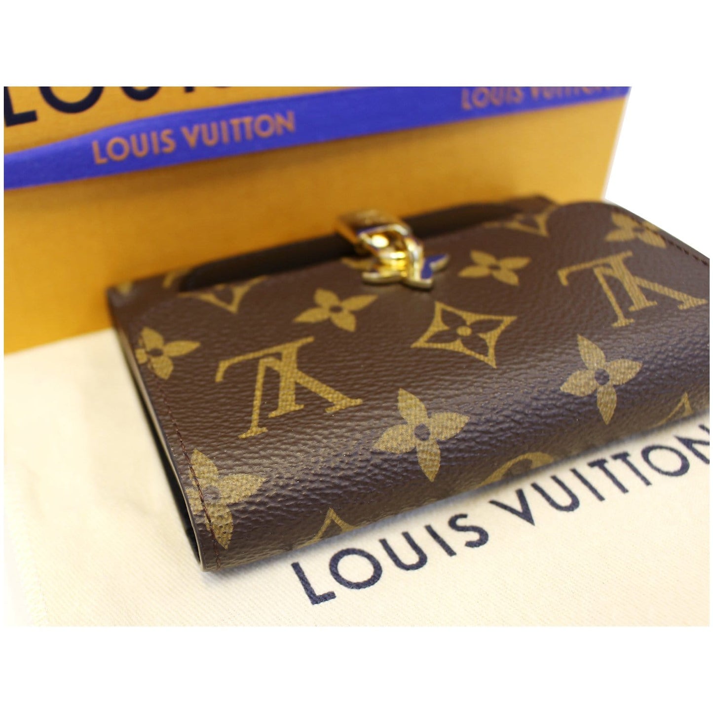 LOUIS VUITTON Flower Lock Monogram Canvas Wallet Black