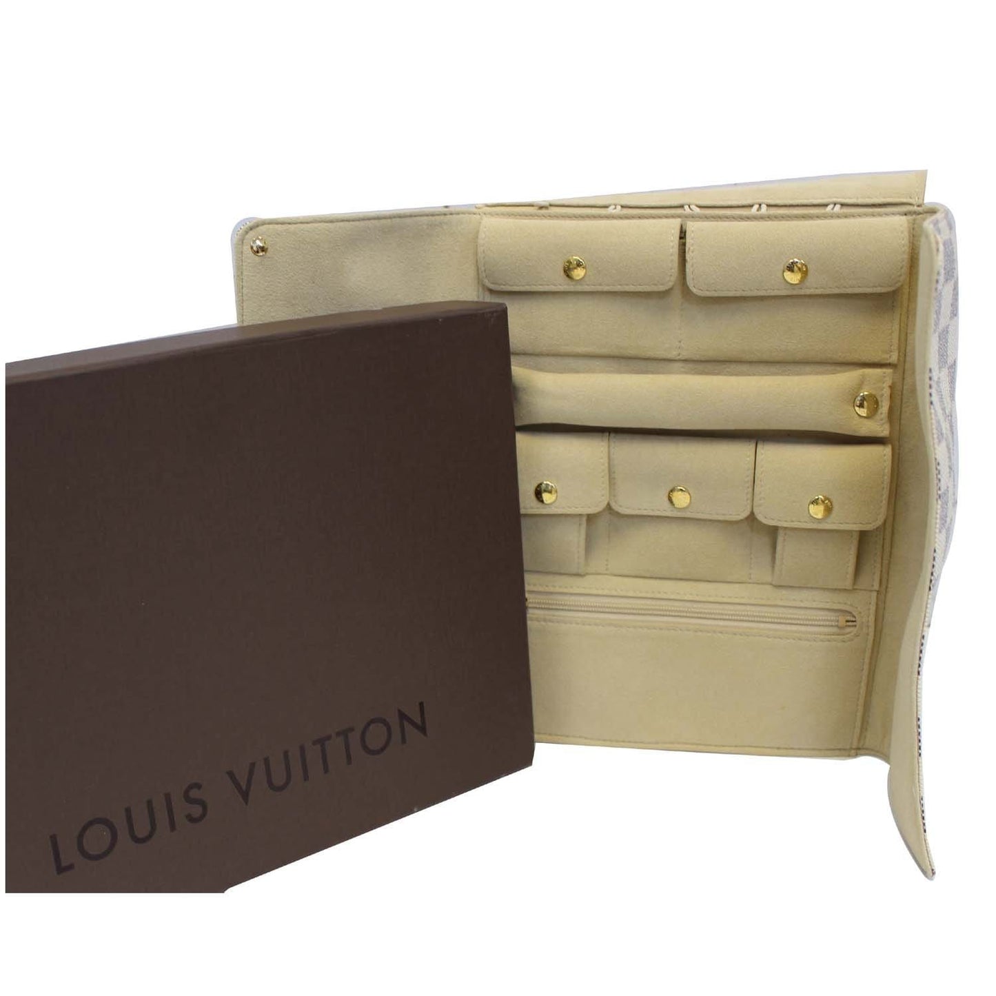 LOUIS VUITTON Folding Damier Azur Jewellery Case White