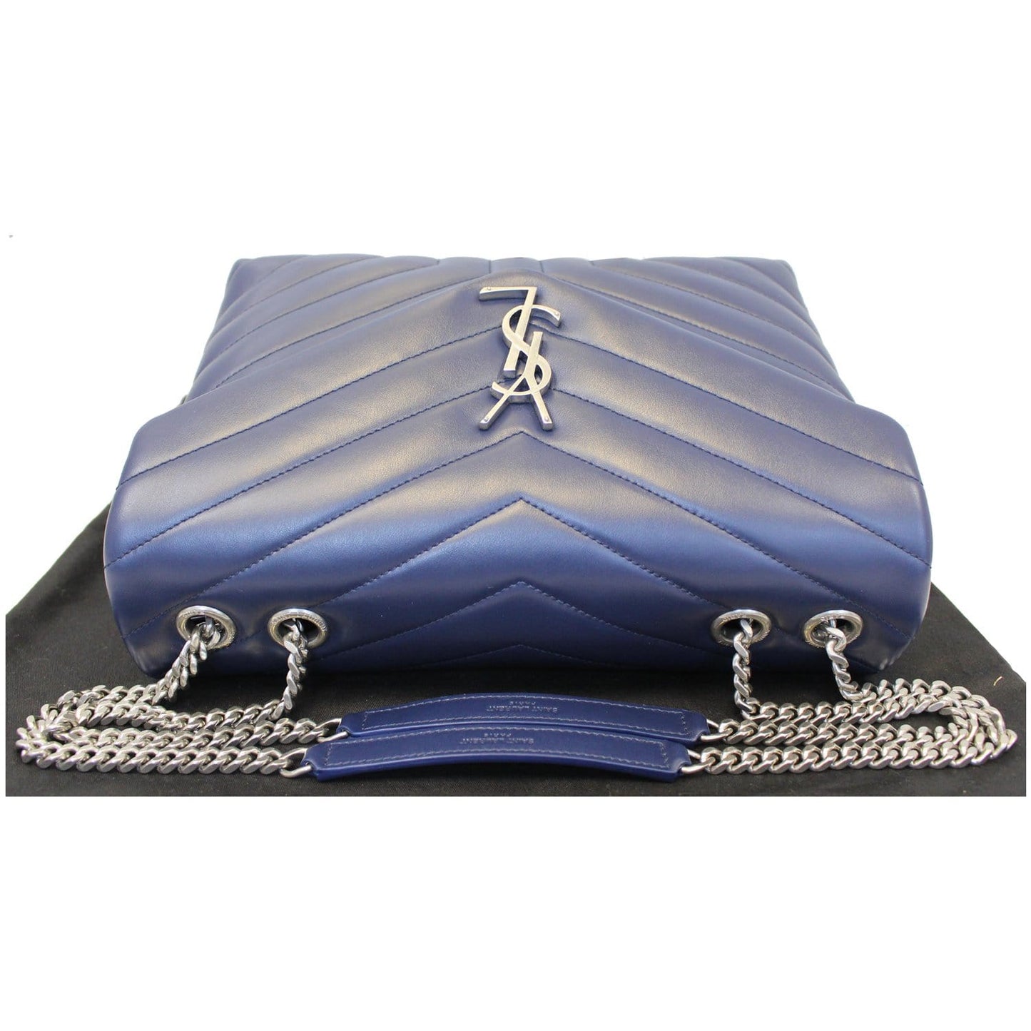YVES SAINT LAURENT Matelasse Loulou Monogram Calfskin Shoulder Bag Blue