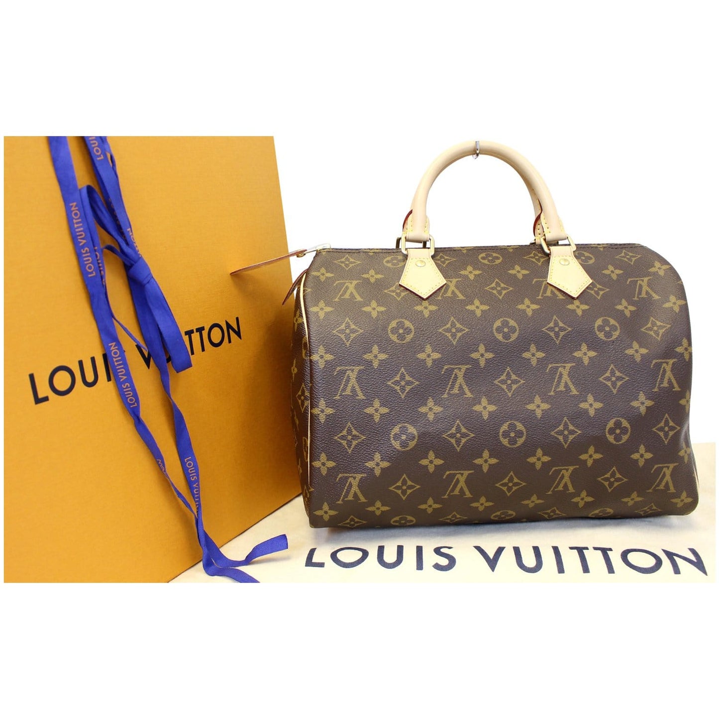 LOUIS VUITTON Speedy 30 Monogram Canvas Satchel Handbag Brown