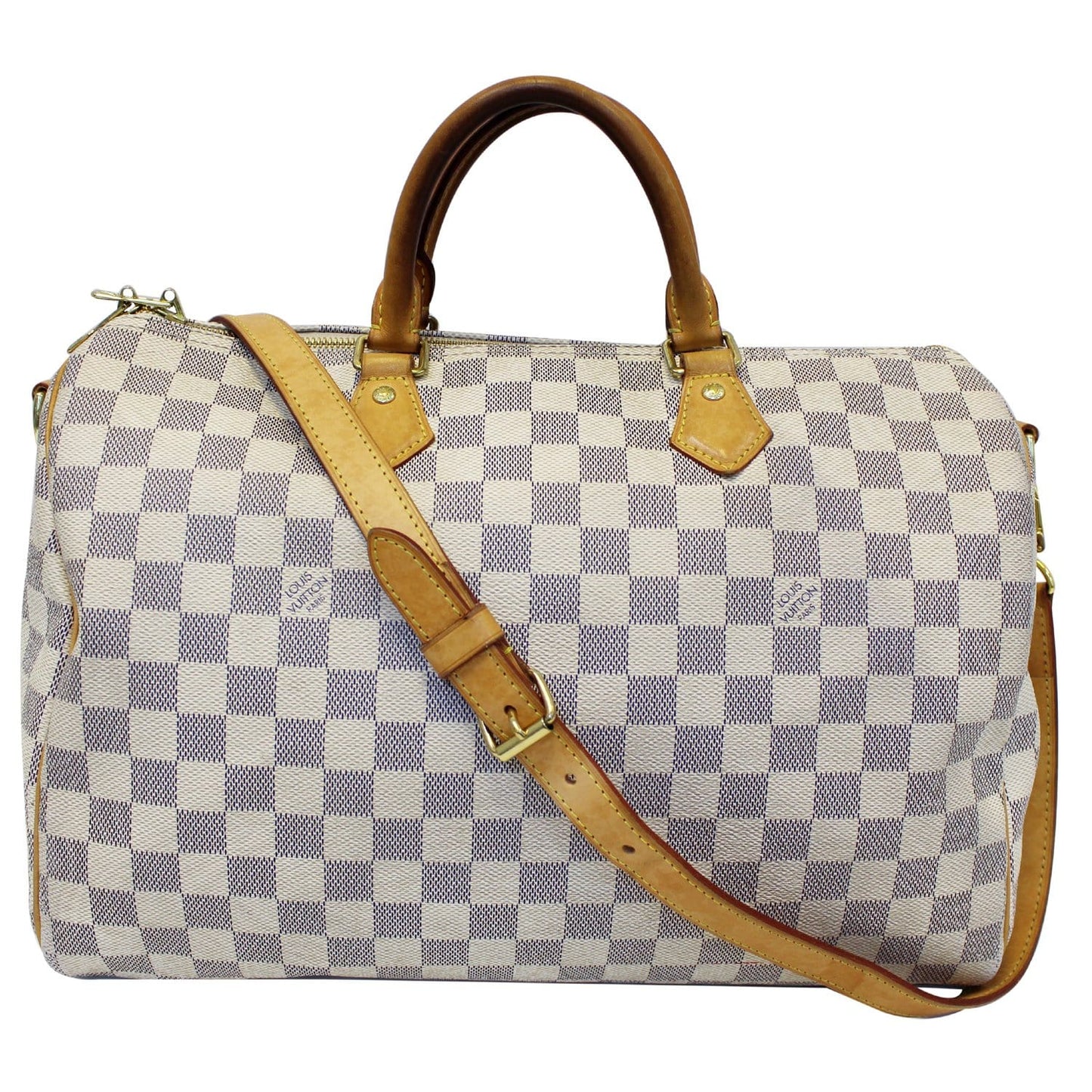 Louis Vuitton Speedy 35 Bandouliere Damier Azur Shoulder Bag White
