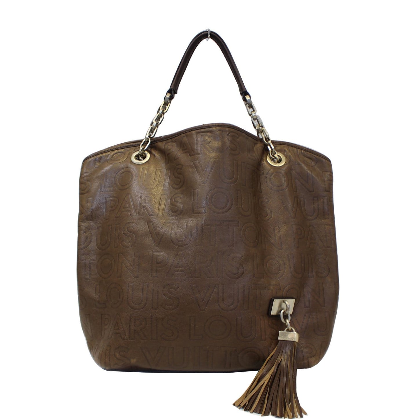 LOUIS VUITTON Paris Souple Whisper GM Monogram Satchel Bag Brown