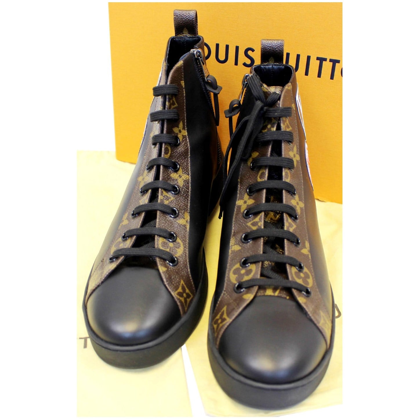 LOUIS VUITTON Checkpoint Monogram Sneaker Boot Noir Black US 10