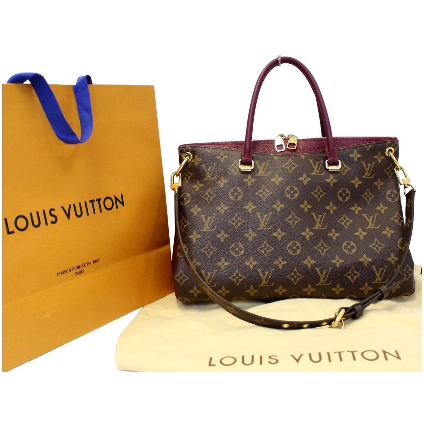 LOUIS VUITTON Pallas Monogram Canvas 2Way Shoulder Bag Brown